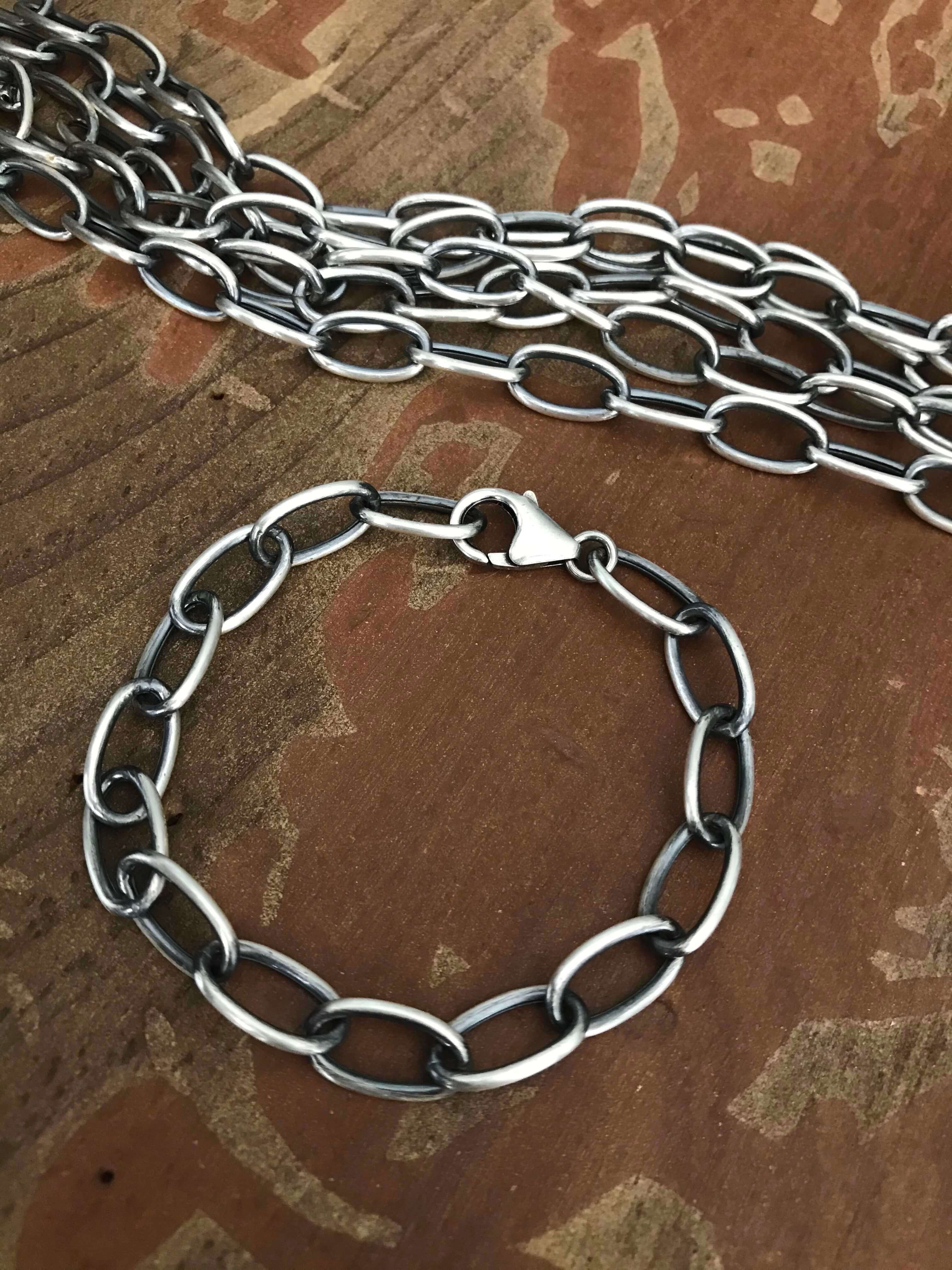 The Mellow Sterling Chain Bracelet-Bracelets & Cuffs-Calli Co., Turquoise and Silver Jewelry, Native American Handmade, Zuni Tribe, Navajo Tribe, Brock Texas