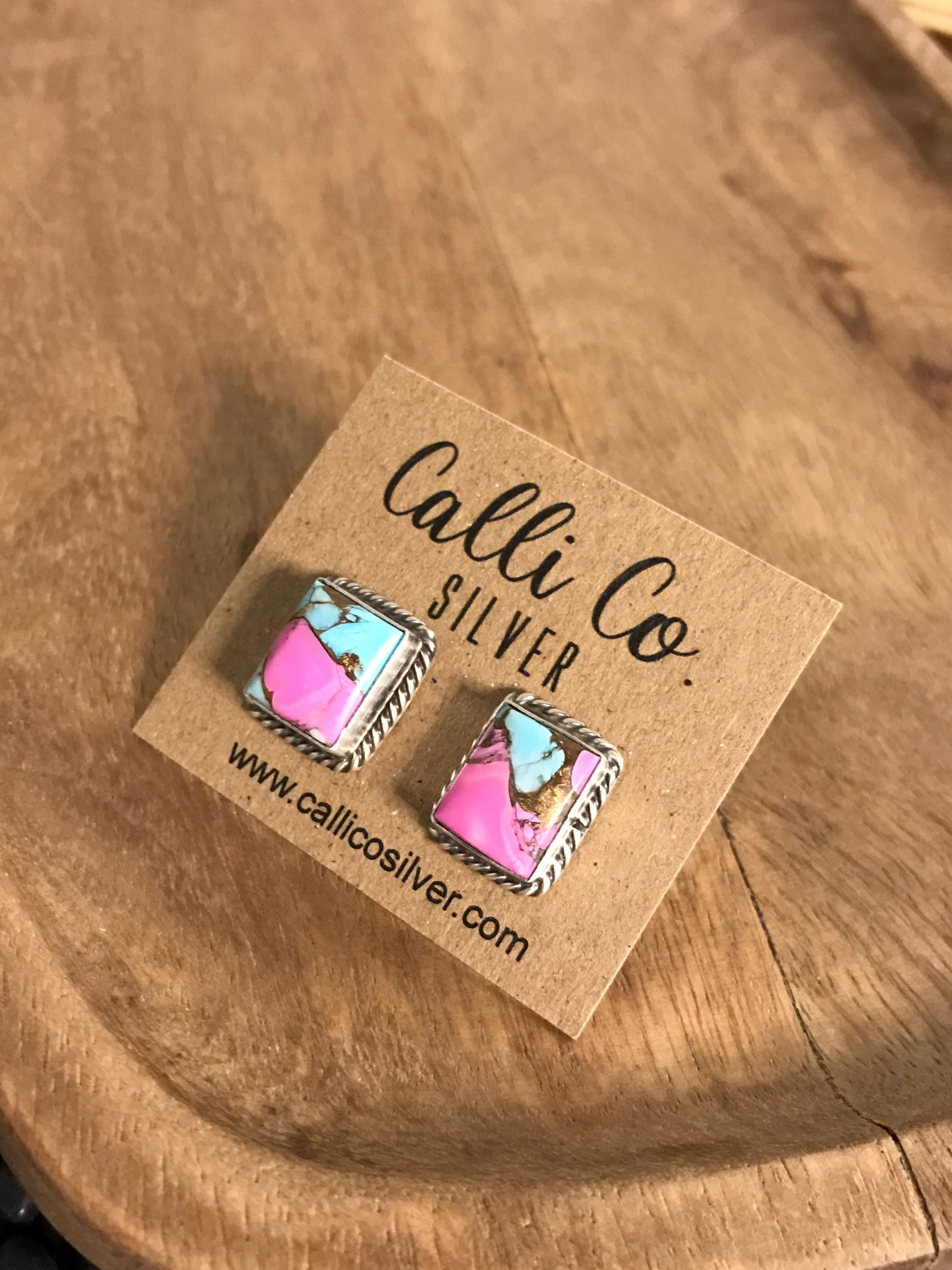 The Cotton Candy Studs, 1-Earrings-Calli Co., Turquoise and Silver Jewelry, Native American Handmade, Zuni Tribe, Navajo Tribe, Brock Texas