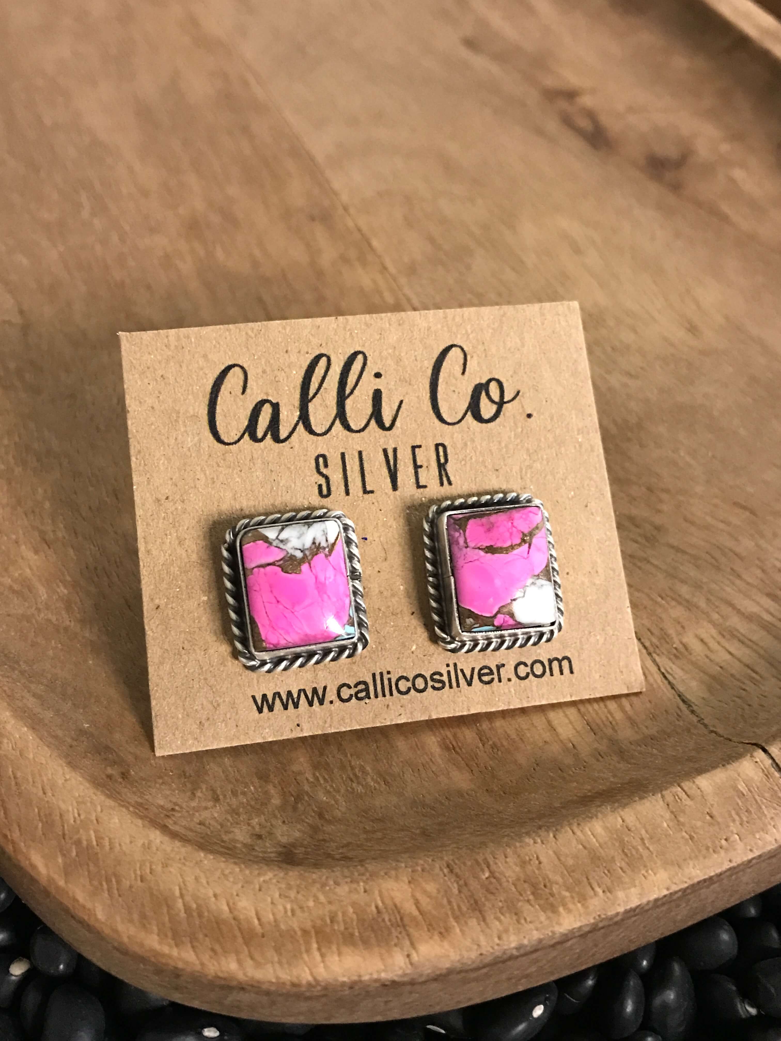 The Cotton Candy Studs, 3-Earrings-Calli Co., Turquoise and Silver Jewelry, Native American Handmade, Zuni Tribe, Navajo Tribe, Brock Texas