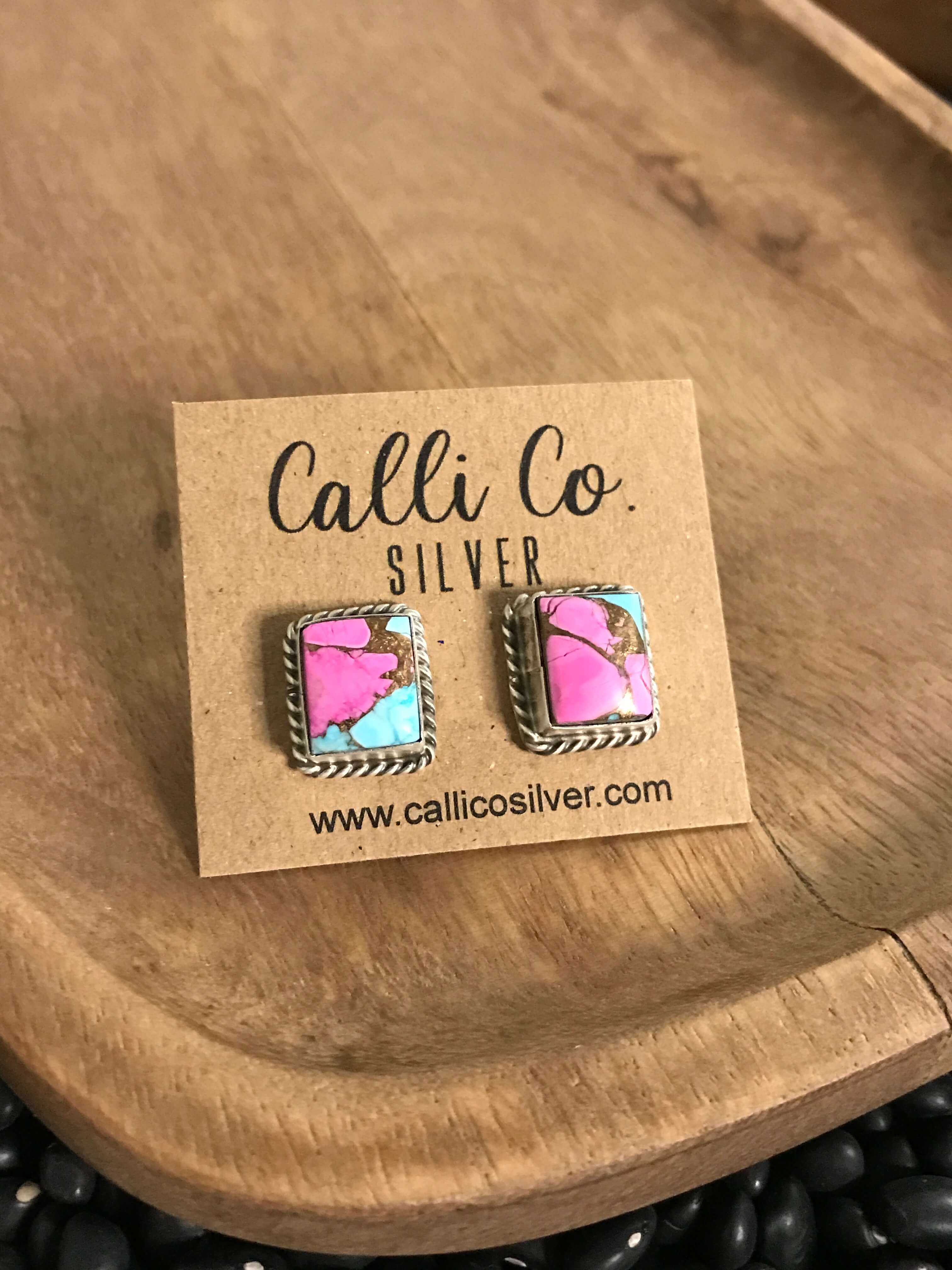 The Cotton Candy Studs, 4-Earrings-Calli Co., Turquoise and Silver Jewelry, Native American Handmade, Zuni Tribe, Navajo Tribe, Brock Texas
