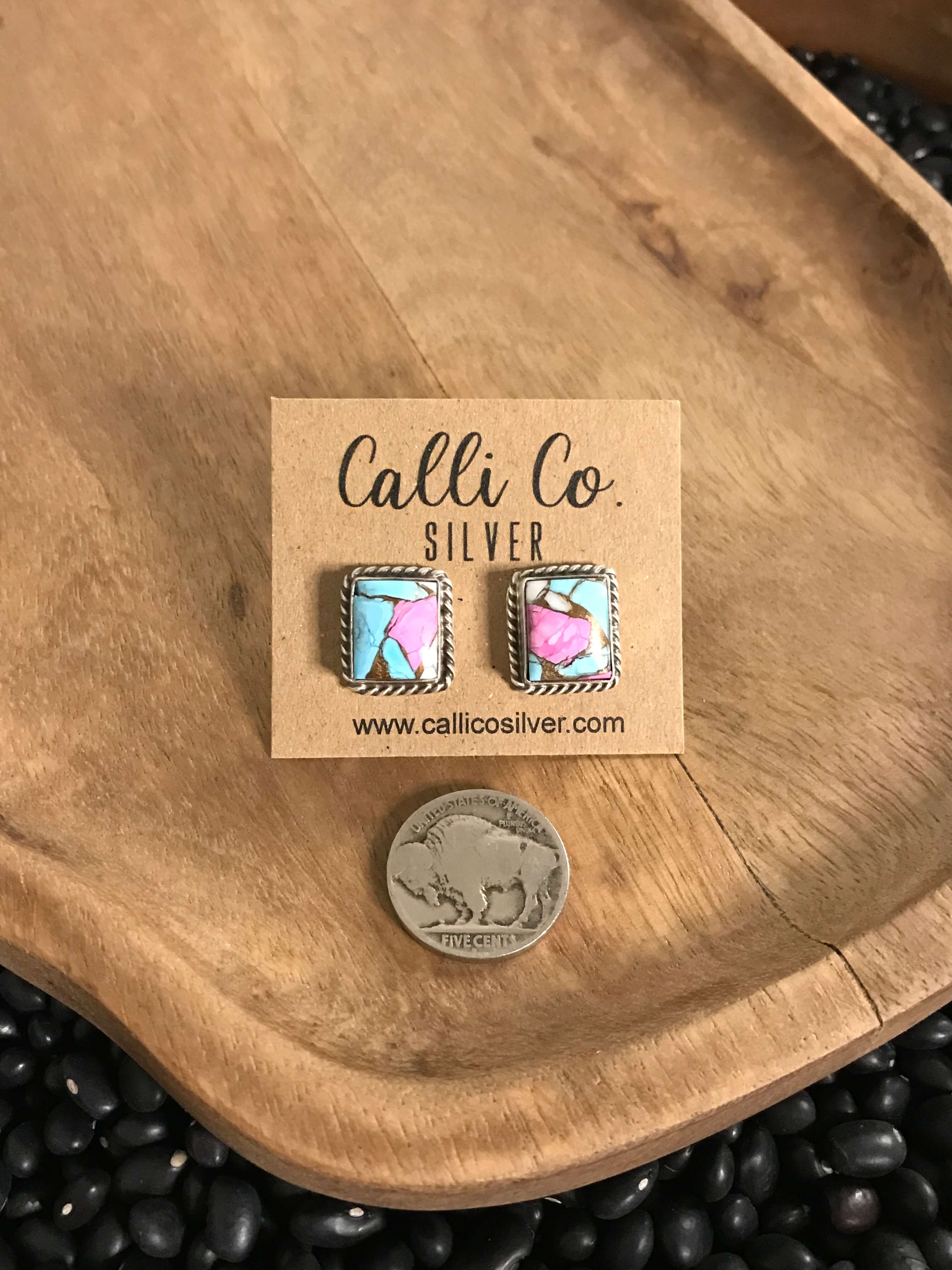 The Cotton Candy Studs, 5-Earrings-Calli Co., Turquoise and Silver Jewelry, Native American Handmade, Zuni Tribe, Navajo Tribe, Brock Texas