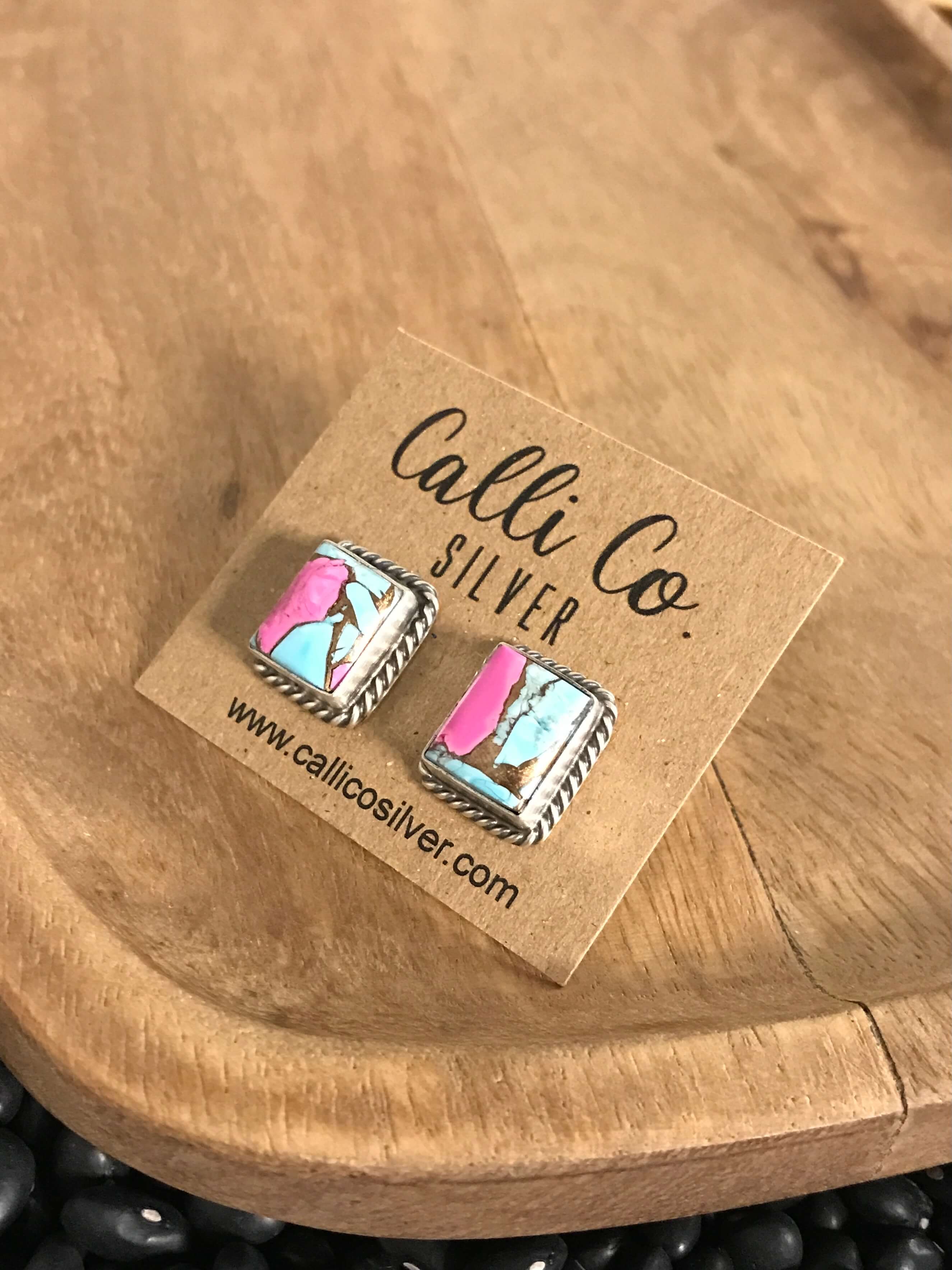 The Cotton Candy Studs, 6-Earrings-Calli Co., Turquoise and Silver Jewelry, Native American Handmade, Zuni Tribe, Navajo Tribe, Brock Texas