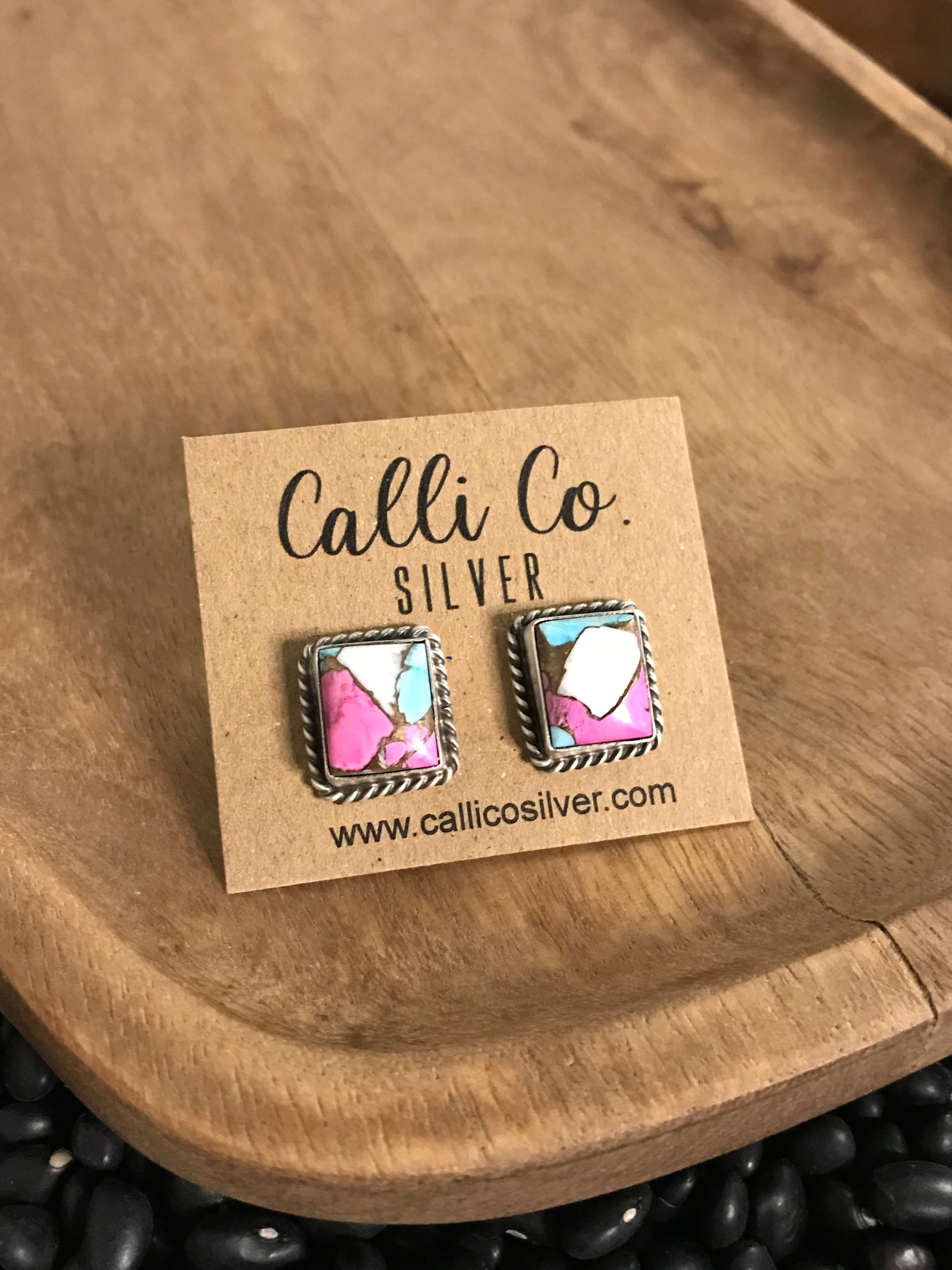 The Cotton Candy Studs, 7-Earrings-Calli Co., Turquoise and Silver Jewelry, Native American Handmade, Zuni Tribe, Navajo Tribe, Brock Texas