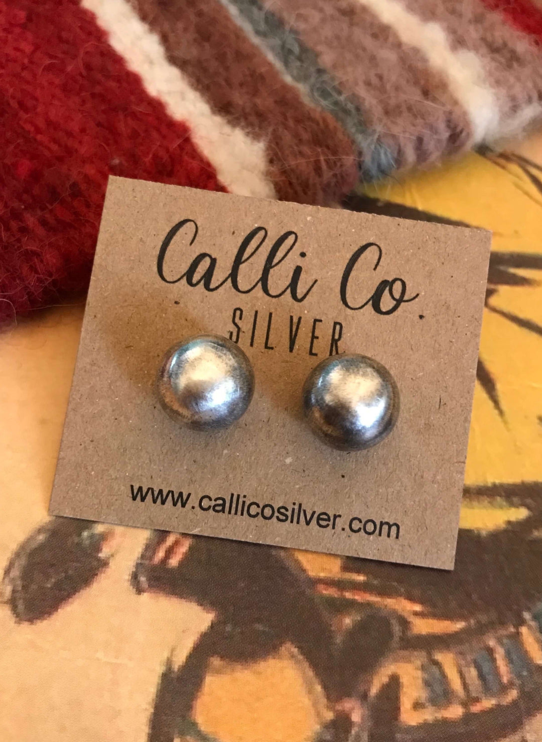 The 12mm Pearl Studs-Earrings-Calli Co., Turquoise and Silver Jewelry, Native American Handmade, Zuni Tribe, Navajo Tribe, Brock Texas