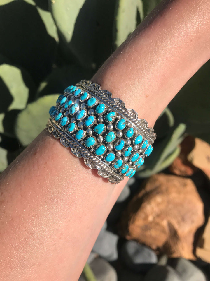 The Union Turquoise Row Cuff-Bracelets & Cuffs-Calli Co., Turquoise and Silver Jewelry, Native American Handmade, Zuni Tribe, Navajo Tribe, Brock Texas