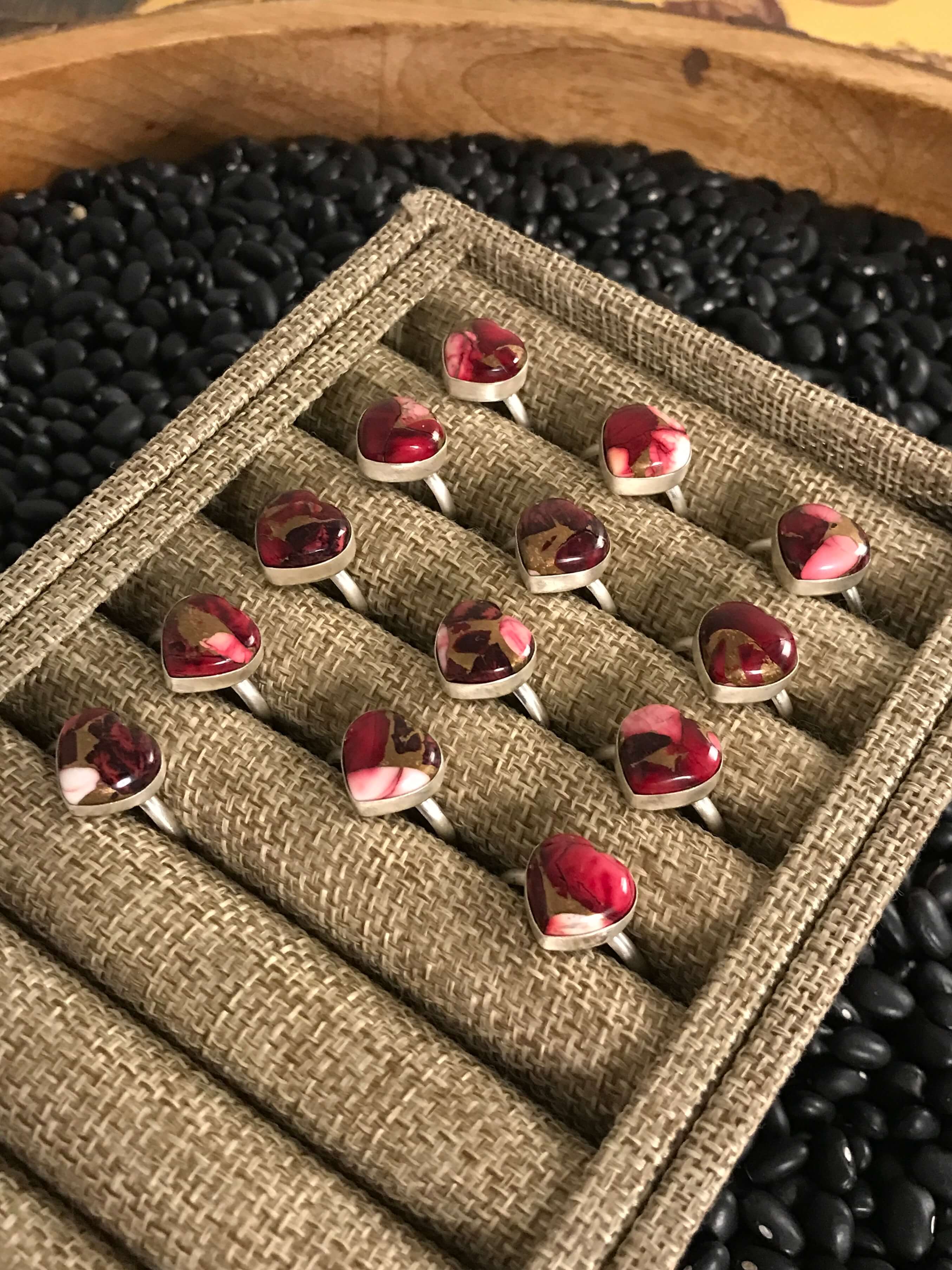 The Astoria Heart Rings-Rings-Calli Co., Turquoise and Silver Jewelry, Native American Handmade, Zuni Tribe, Navajo Tribe, Brock Texas