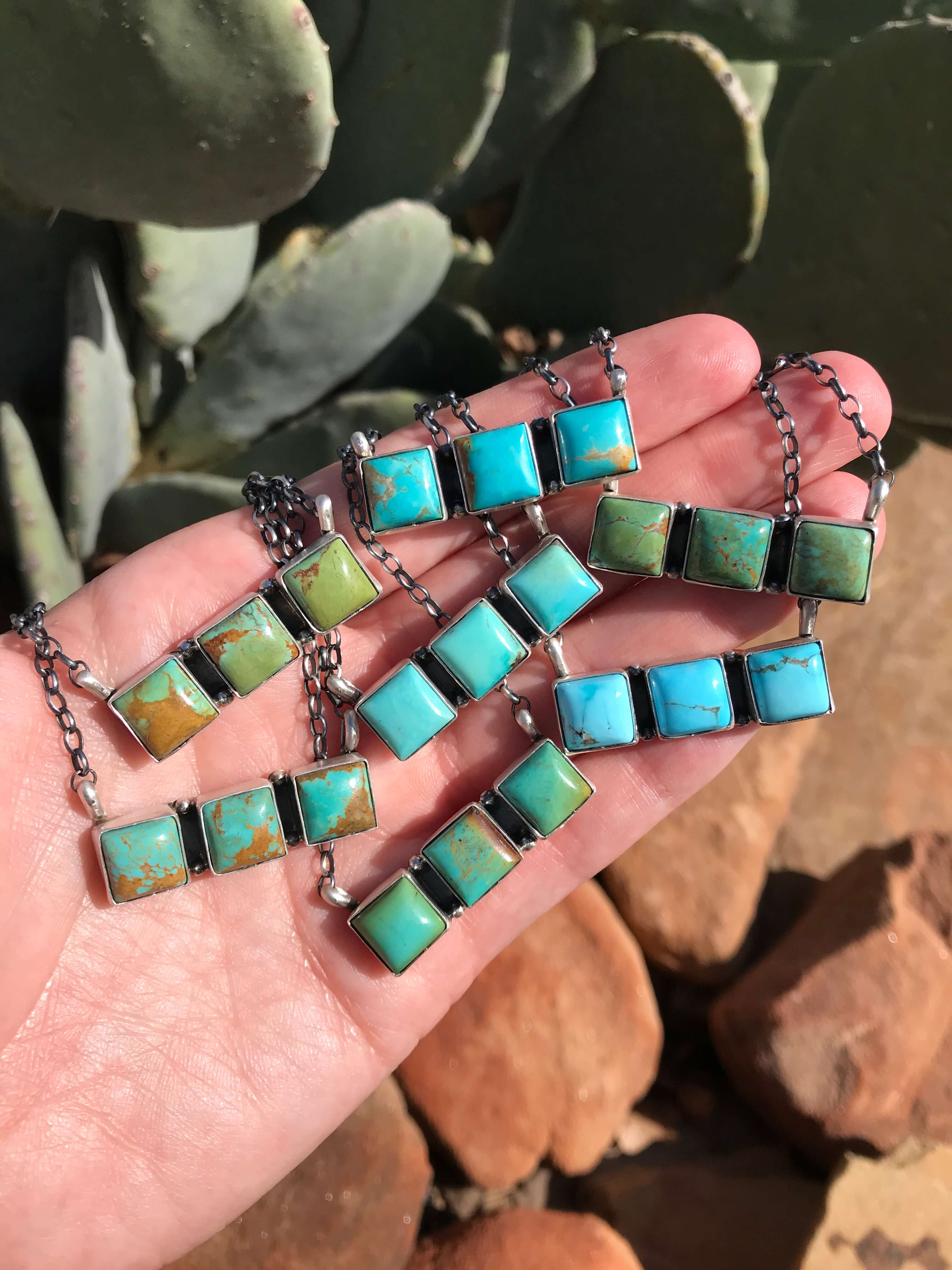 The Trace Necklaces-Necklaces-Calli Co., Turquoise and Silver Jewelry, Native American Handmade, Zuni Tribe, Navajo Tribe, Brock Texas