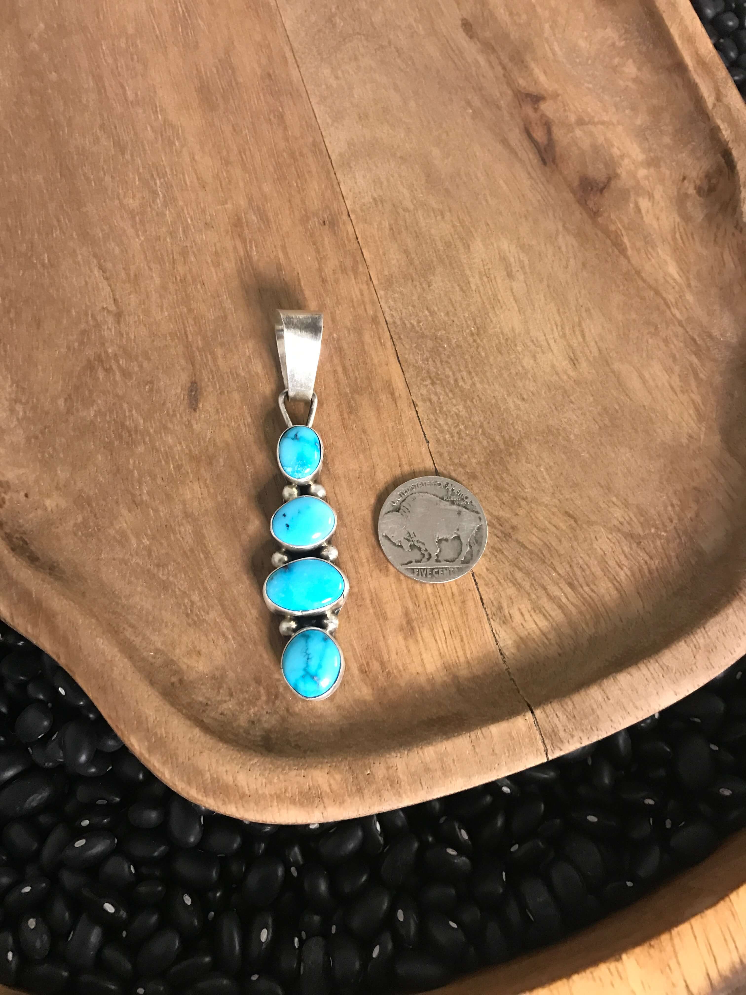 The Vamo Turquoise Pendant, 1-Pendants-Calli Co., Turquoise and Silver Jewelry, Native American Handmade, Zuni Tribe, Navajo Tribe, Brock Texas