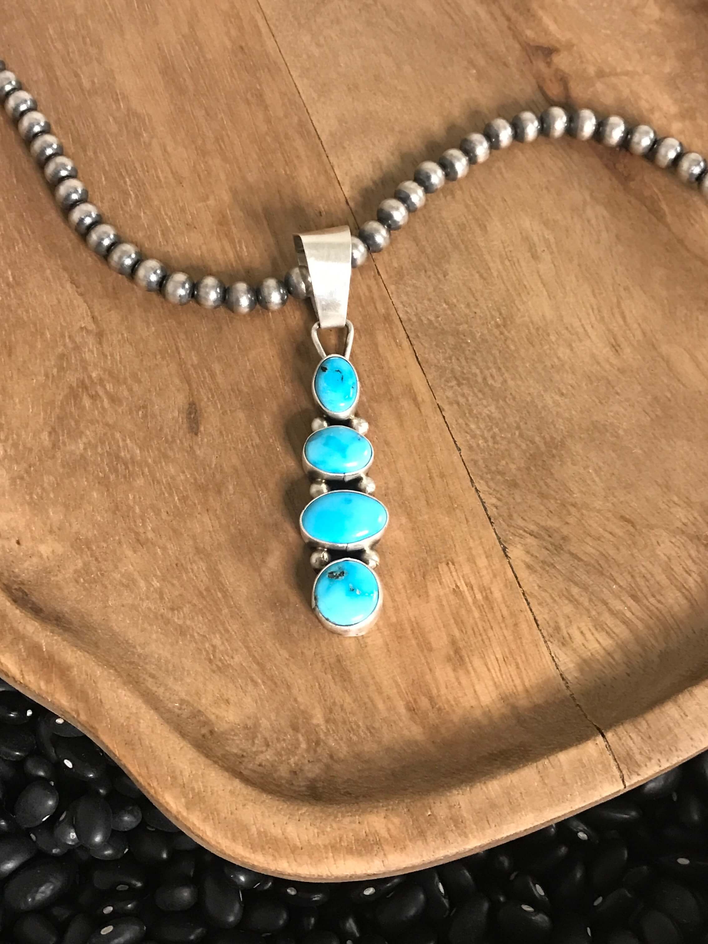 The Vamo Turquoise Pendant, 2-Pendants-Calli Co., Turquoise and Silver Jewelry, Native American Handmade, Zuni Tribe, Navajo Tribe, Brock Texas