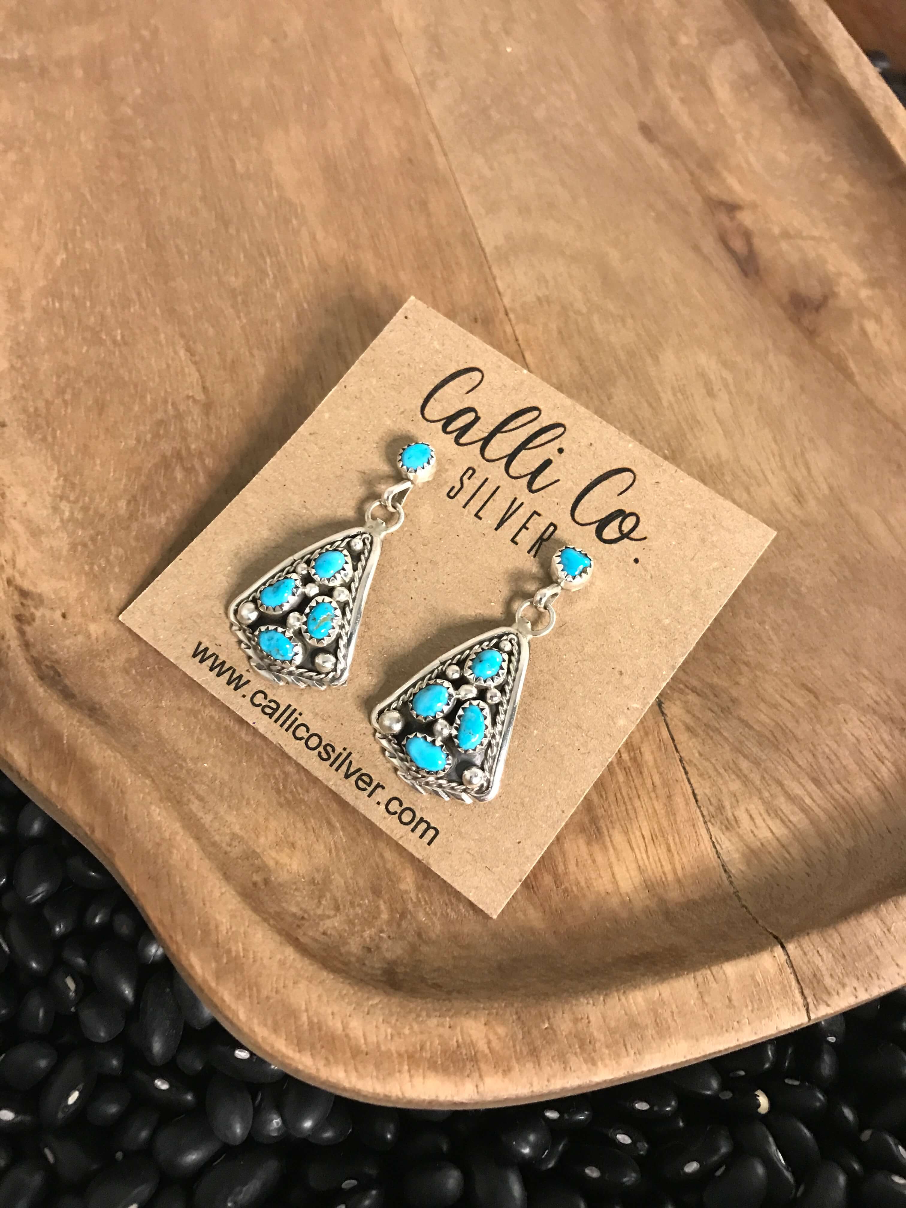 The Verona Earrings in Turquoise, 3-Earrings-Calli Co., Turquoise and Silver Jewelry, Native American Handmade, Zuni Tribe, Navajo Tribe, Brock Texas
