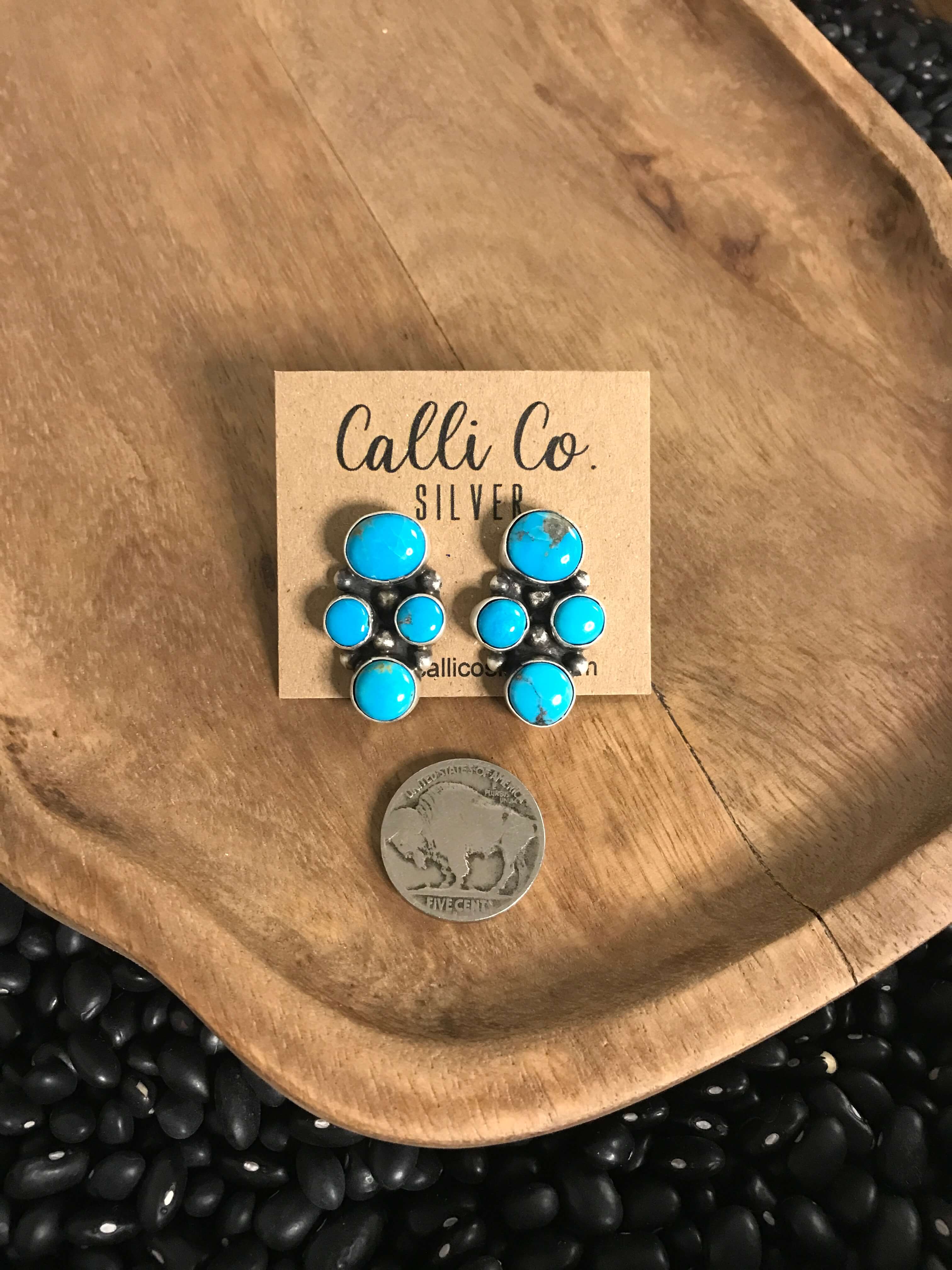 The Luna Mesa Cluster Earrings, 3-Earrings-Calli Co., Turquoise and Silver Jewelry, Native American Handmade, Zuni Tribe, Navajo Tribe, Brock Texas