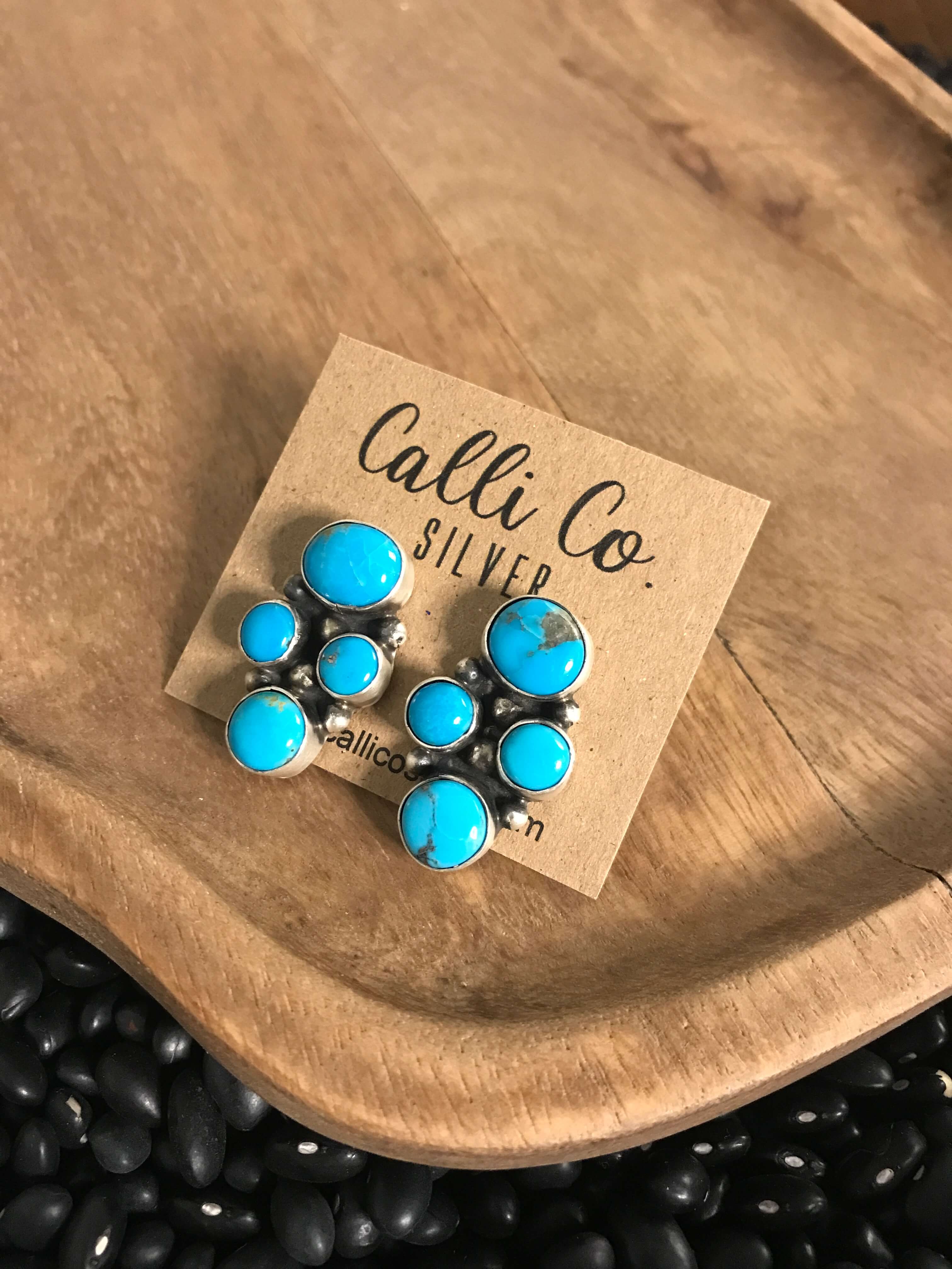 The Luna Mesa Cluster Earrings, 3-Earrings-Calli Co., Turquoise and Silver Jewelry, Native American Handmade, Zuni Tribe, Navajo Tribe, Brock Texas