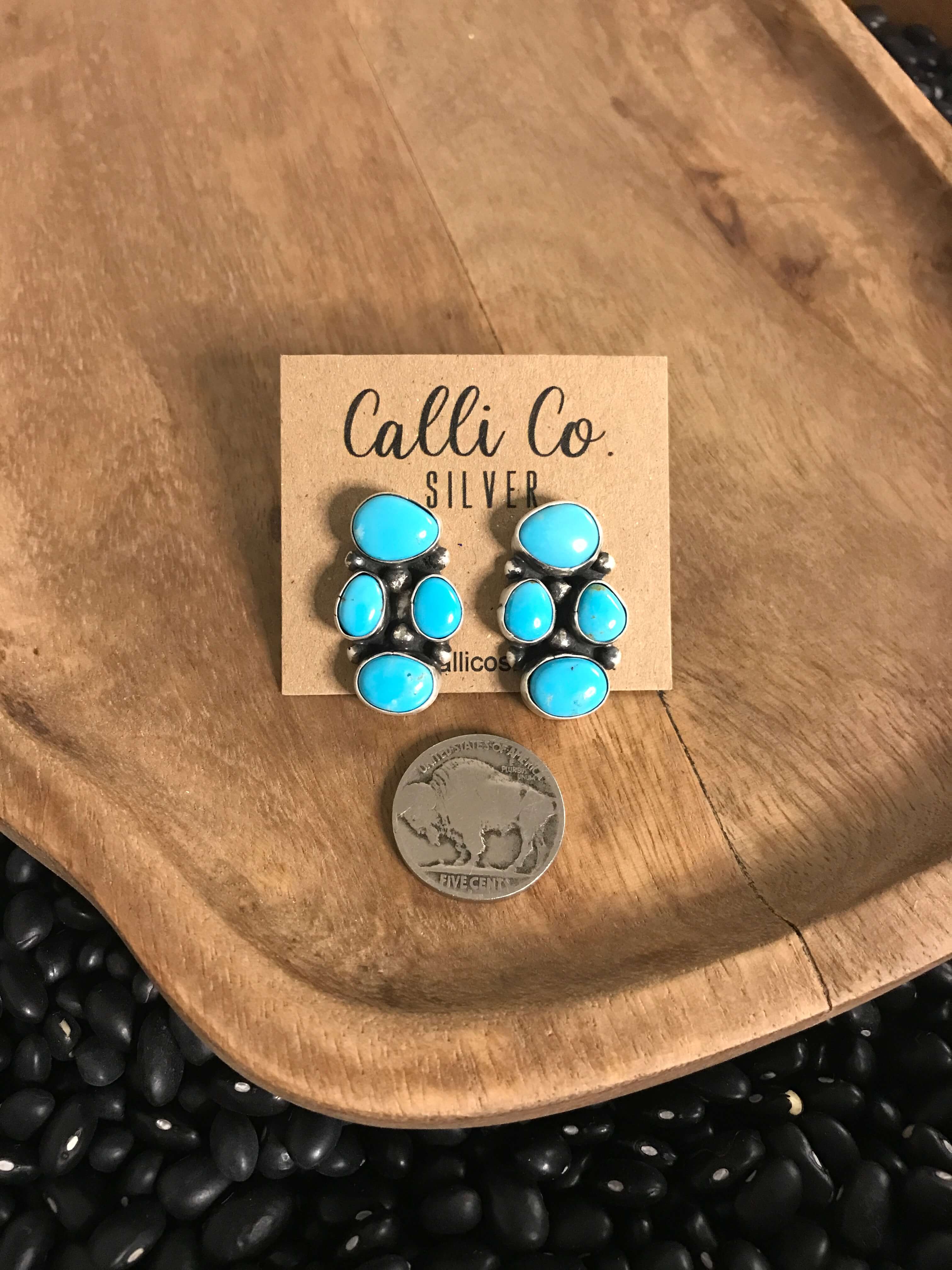 The Luna Mesa Cluster Earrings, 2-Earrings-Calli Co., Turquoise and Silver Jewelry, Native American Handmade, Zuni Tribe, Navajo Tribe, Brock Texas