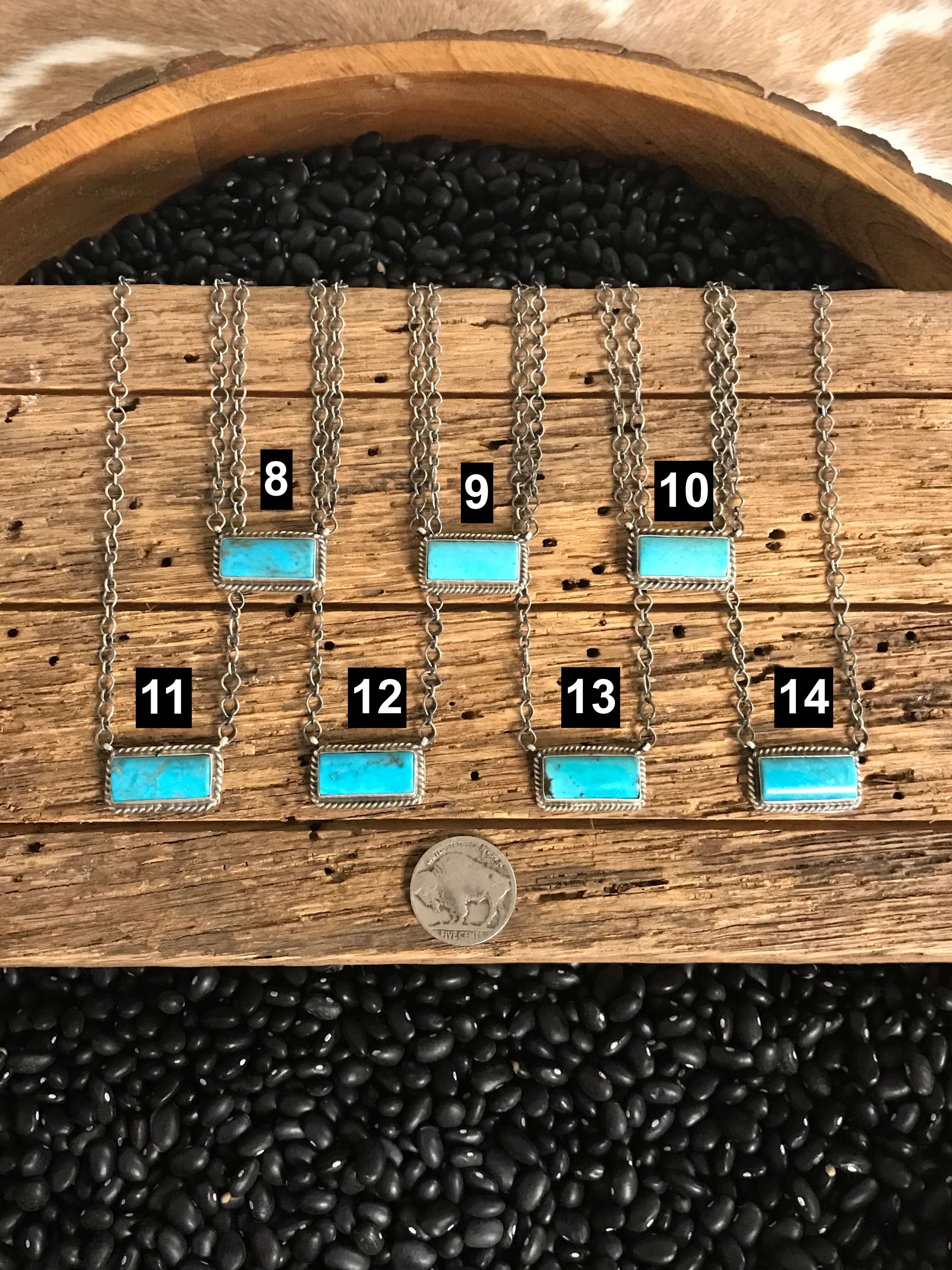 The Little Chief Turquoise Bar Necklaces-Necklaces-Calli Co., Turquoise and Silver Jewelry, Native American Handmade, Zuni Tribe, Navajo Tribe, Brock Texas