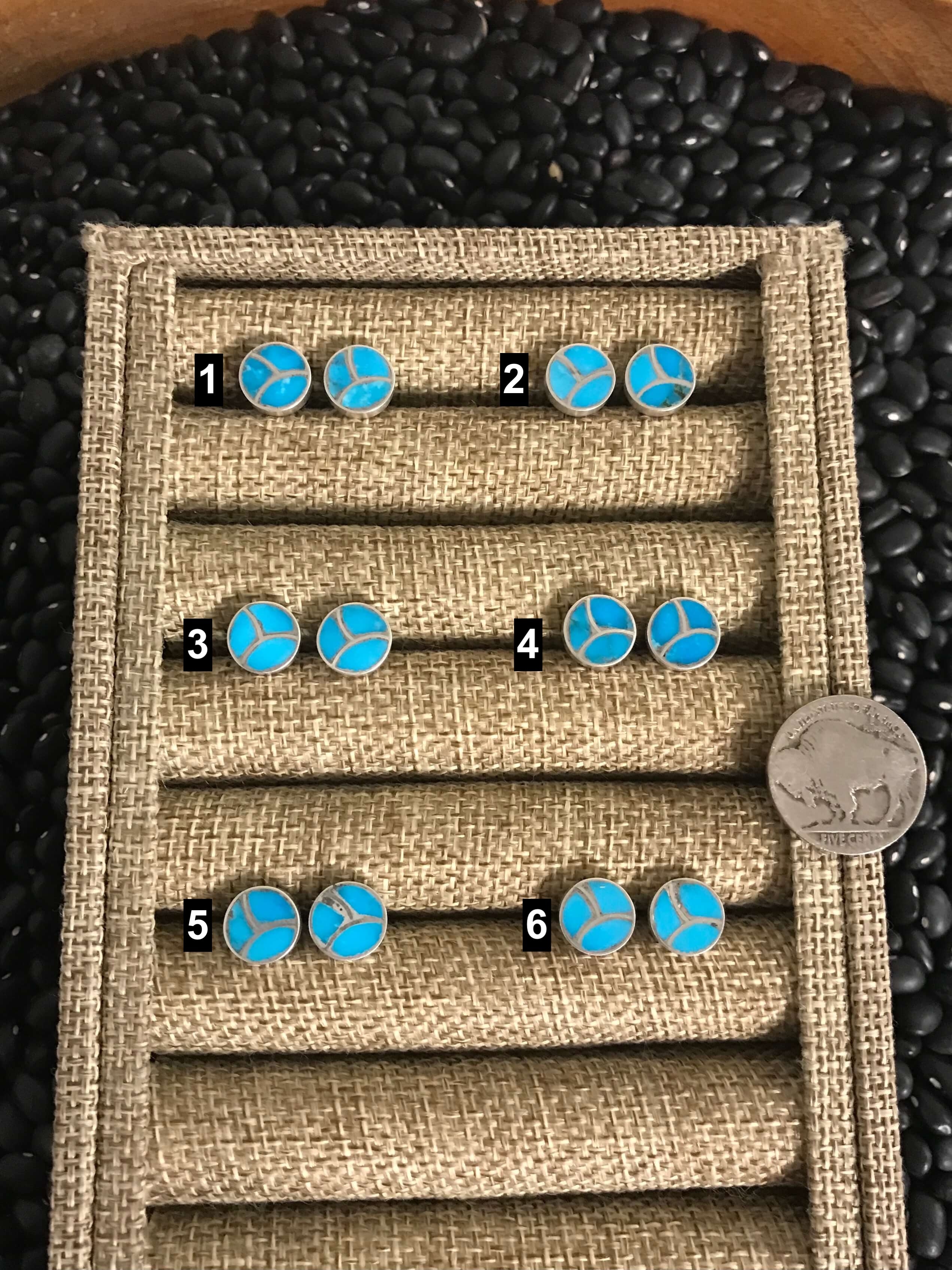 The Isles Inlay Studs-Earrings-Calli Co., Turquoise and Silver Jewelry, Native American Handmade, Zuni Tribe, Navajo Tribe, Brock Texas