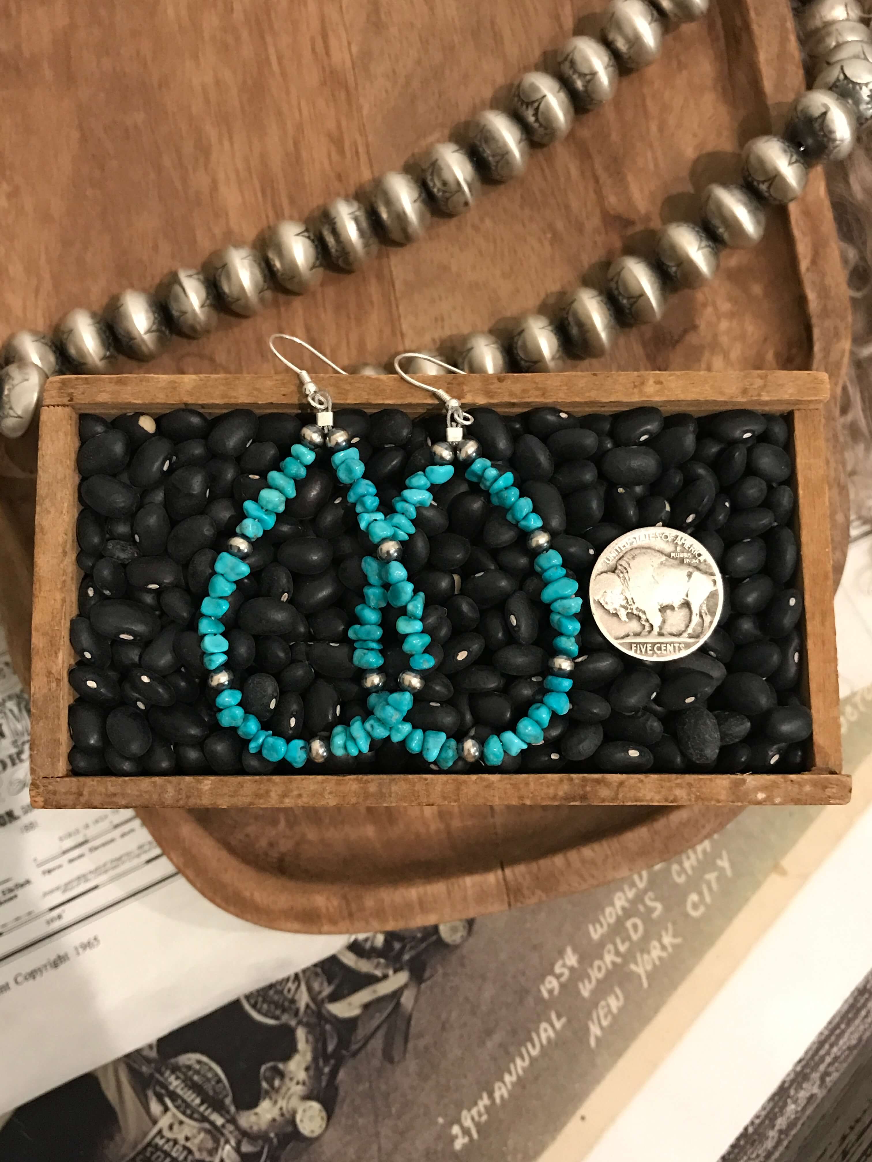The Chicota Hoop Earrings-Earrings-Calli Co., Turquoise and Silver Jewelry, Native American Handmade, Zuni Tribe, Navajo Tribe, Brock Texas