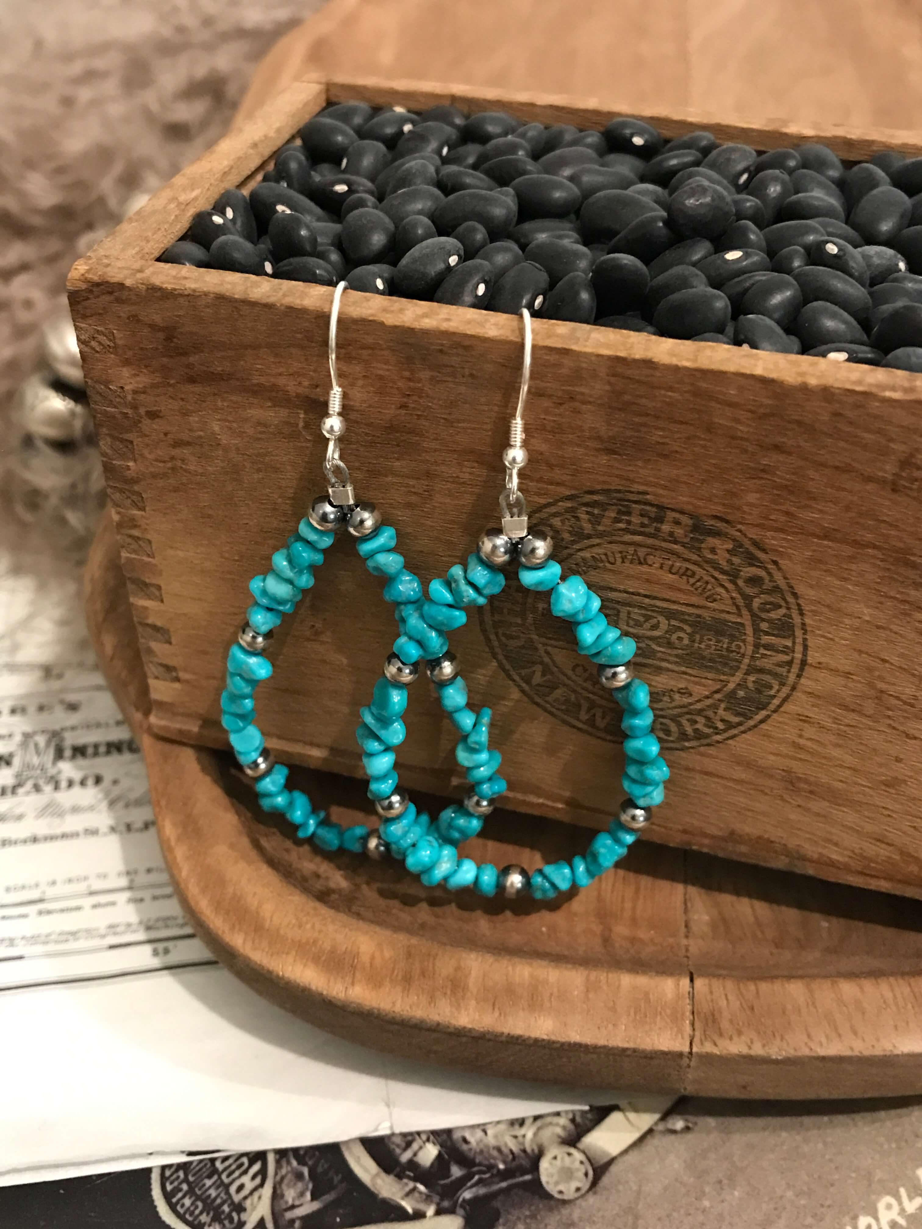 The Chicota Hoop Earrings-Earrings-Calli Co., Turquoise and Silver Jewelry, Native American Handmade, Zuni Tribe, Navajo Tribe, Brock Texas