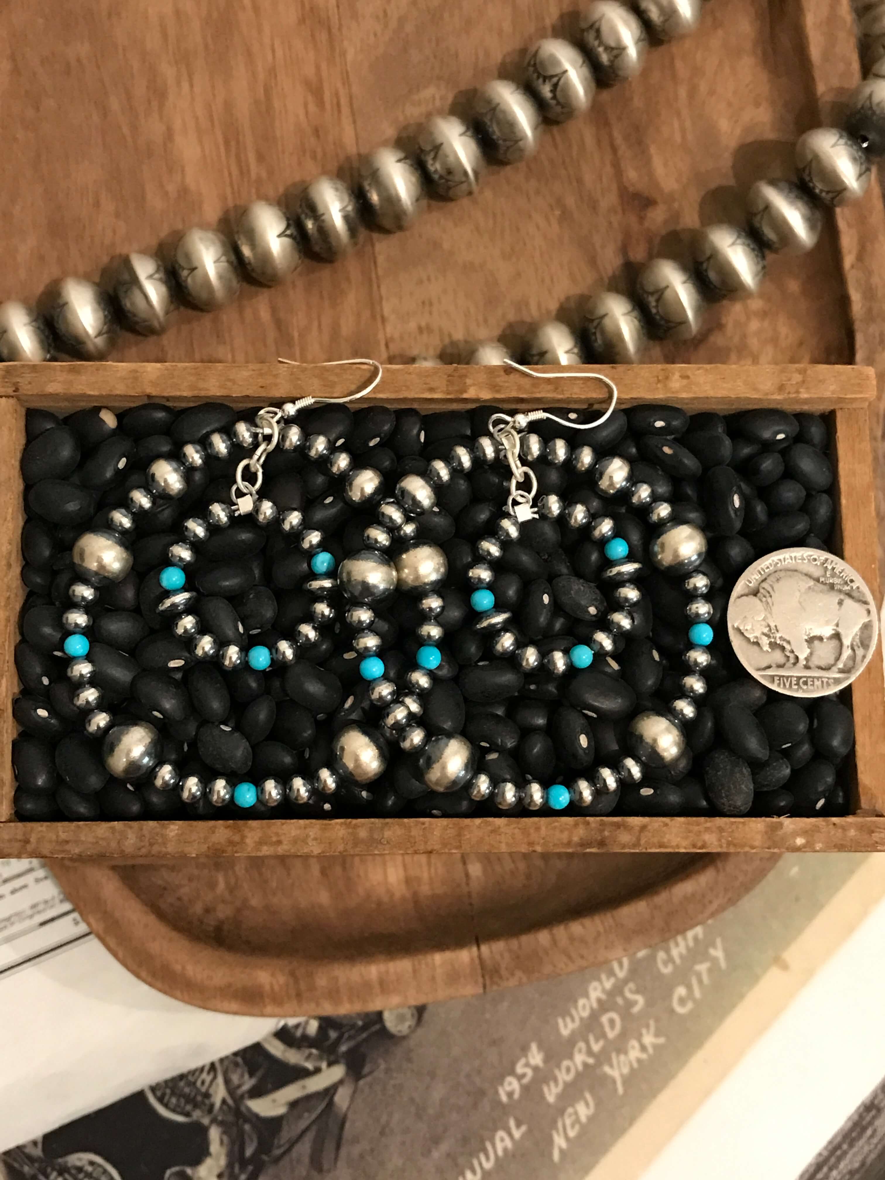 The Montezuma Hoop Earrings-Earrings-Calli Co., Turquoise and Silver Jewelry, Native American Handmade, Zuni Tribe, Navajo Tribe, Brock Texas