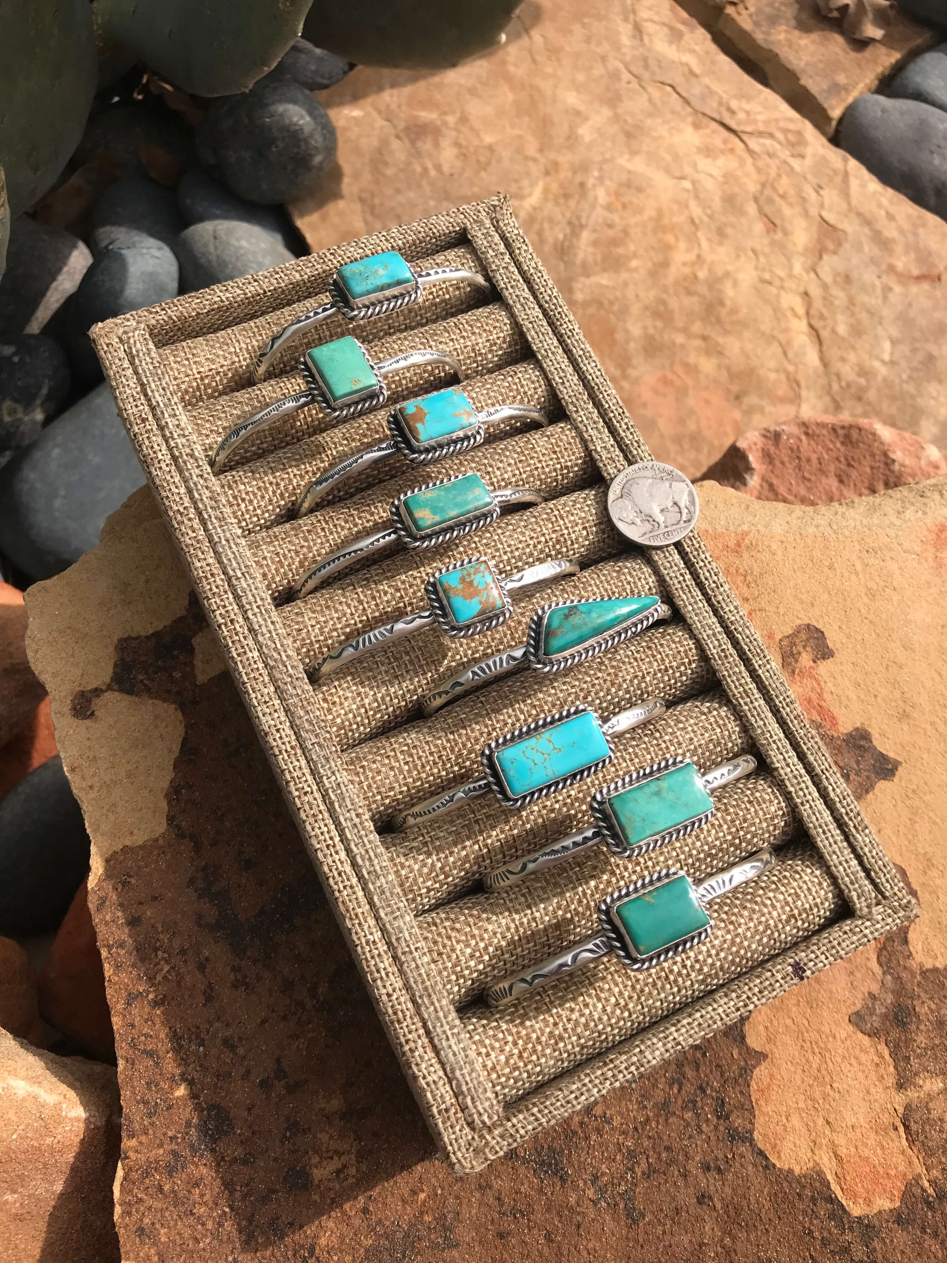 The Riverside Cuffs-Bracelets & Cuffs-Calli Co., Turquoise and Silver Jewelry, Native American Handmade, Zuni Tribe, Navajo Tribe, Brock Texas