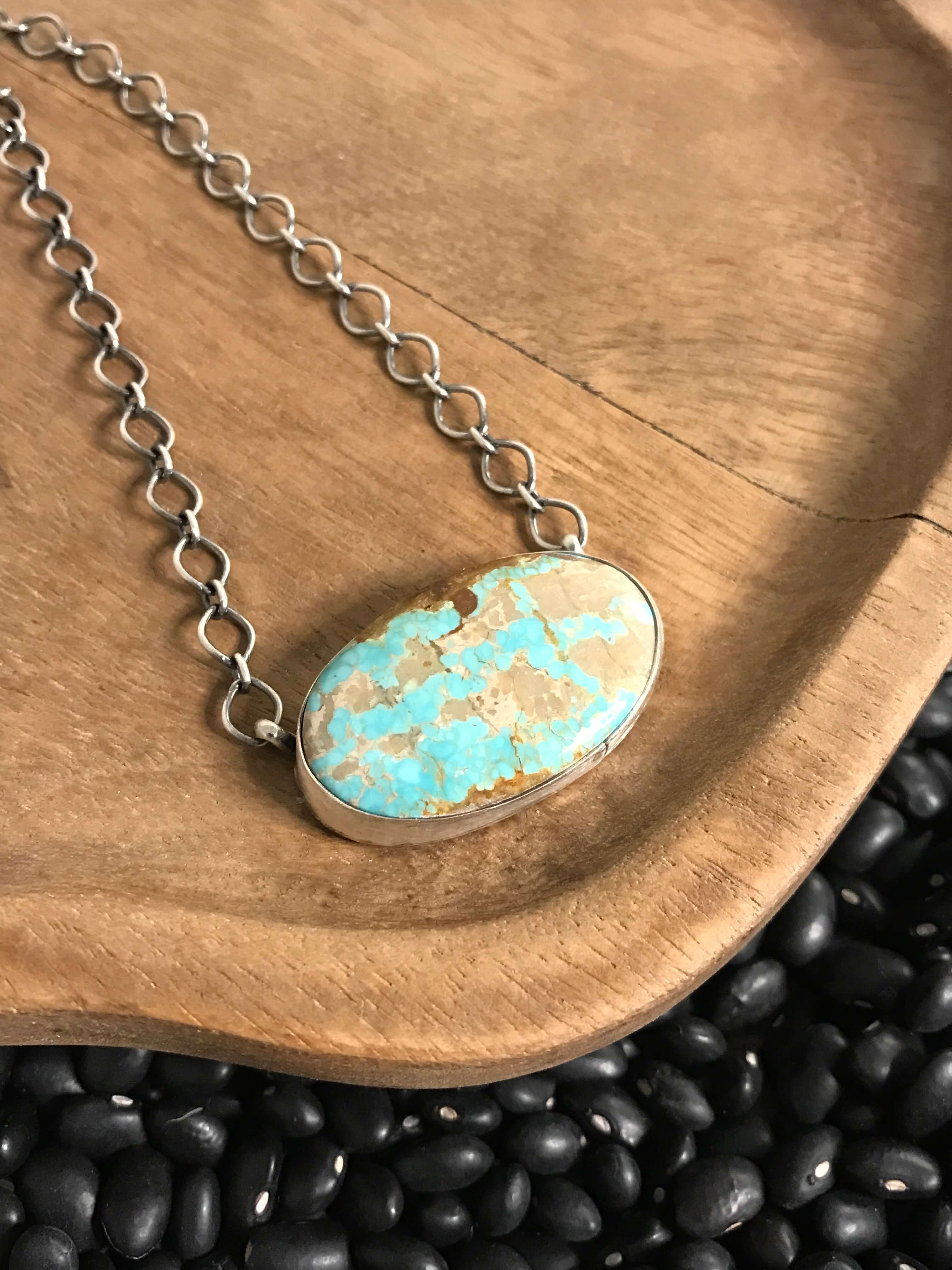 The Calamity Turquoise Necklace, 4-Necklaces-Calli Co., Turquoise and Silver Jewelry, Native American Handmade, Zuni Tribe, Navajo Tribe, Brock Texas