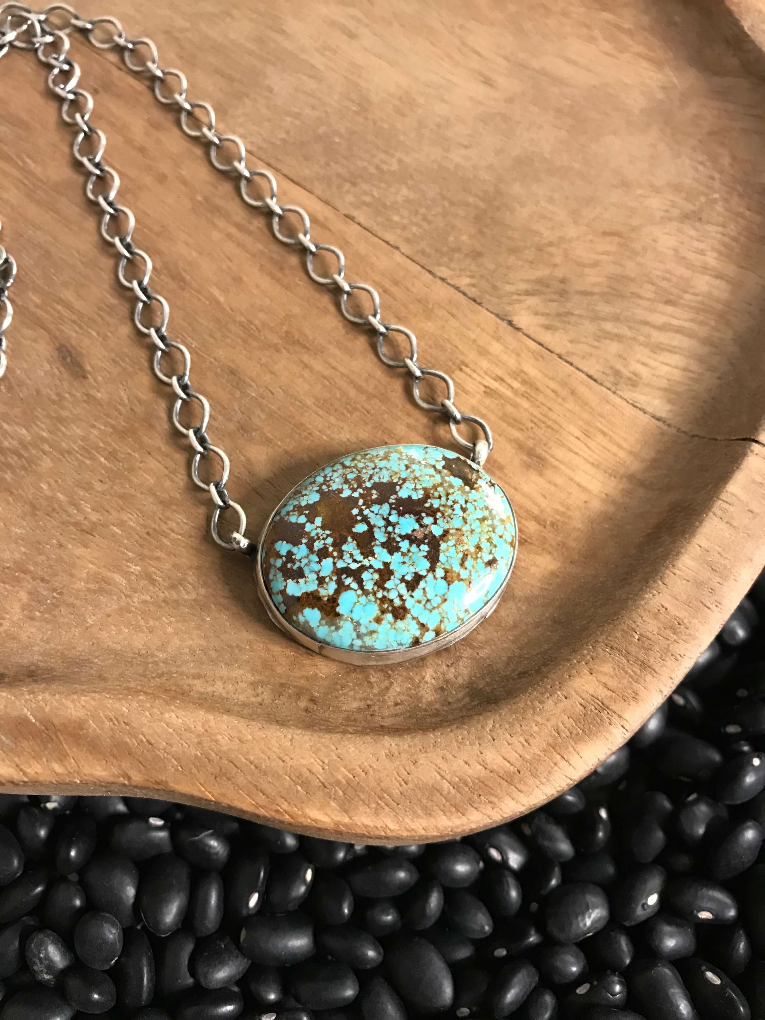 The Calamity Turquoise Necklace, 5-Necklaces-Calli Co., Turquoise and Silver Jewelry, Native American Handmade, Zuni Tribe, Navajo Tribe, Brock Texas