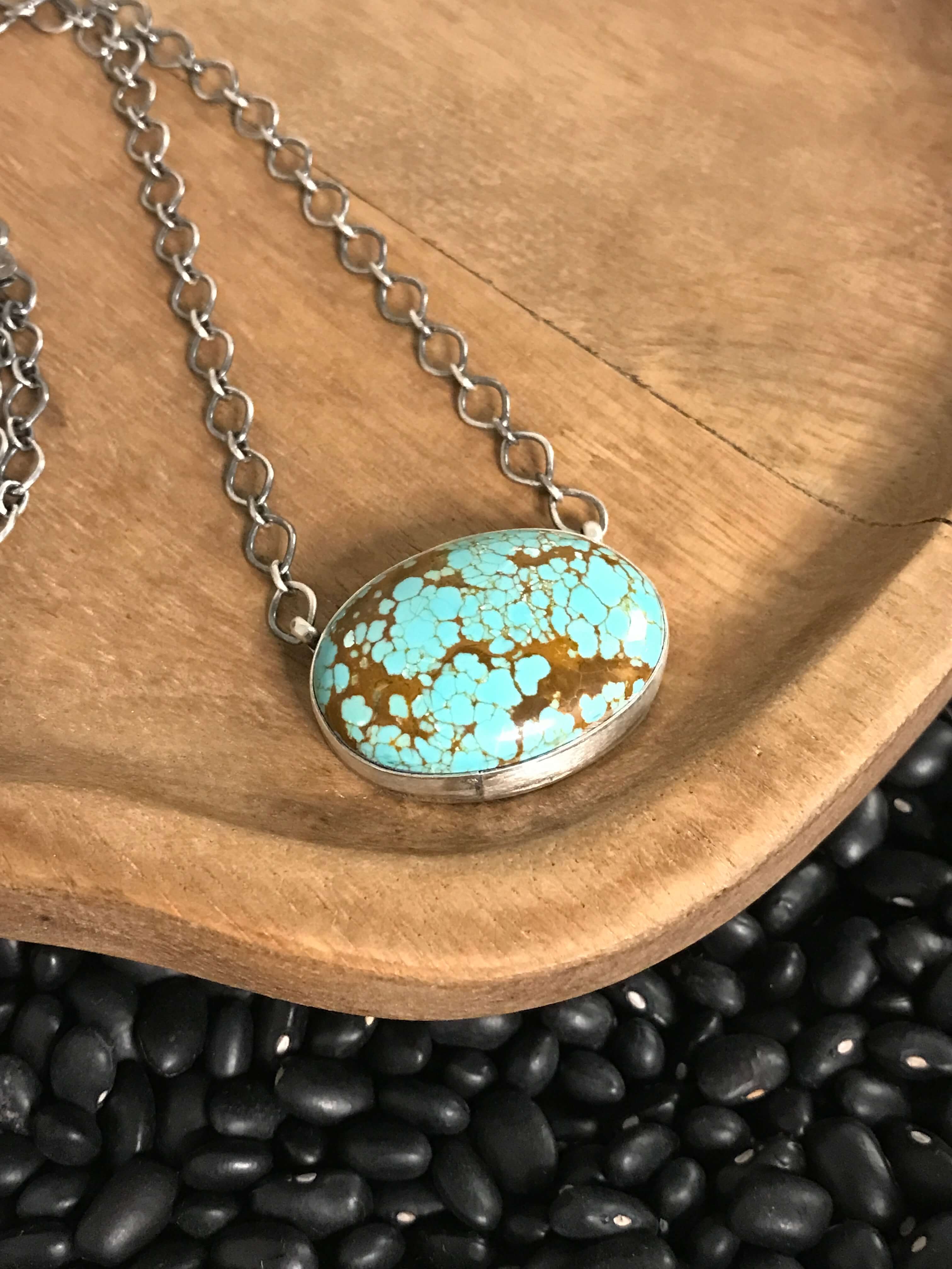 The Calamity Turquoise Necklace, 7-Necklaces-Calli Co., Turquoise and Silver Jewelry, Native American Handmade, Zuni Tribe, Navajo Tribe, Brock Texas