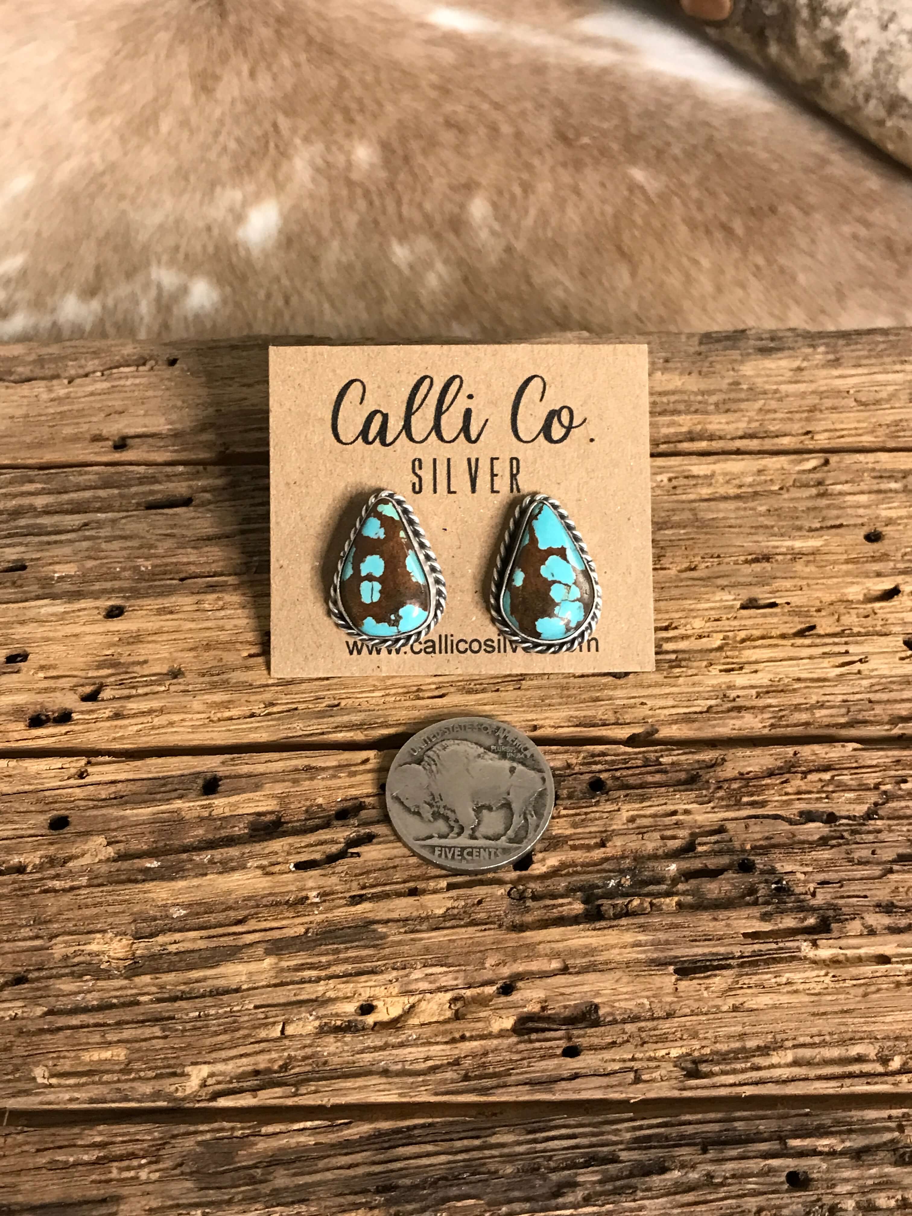 The Turquoise Studs, 2-Earrings-Calli Co., Turquoise and Silver Jewelry, Native American Handmade, Zuni Tribe, Navajo Tribe, Brock Texas
