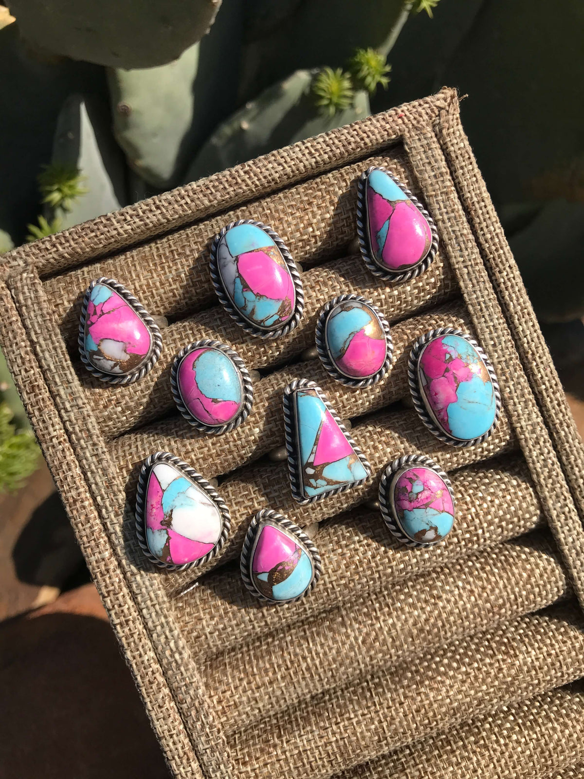 The Cotton Candy Adjustable Rings-Rings-Calli Co., Turquoise and Silver Jewelry, Native American Handmade, Zuni Tribe, Navajo Tribe, Brock Texas