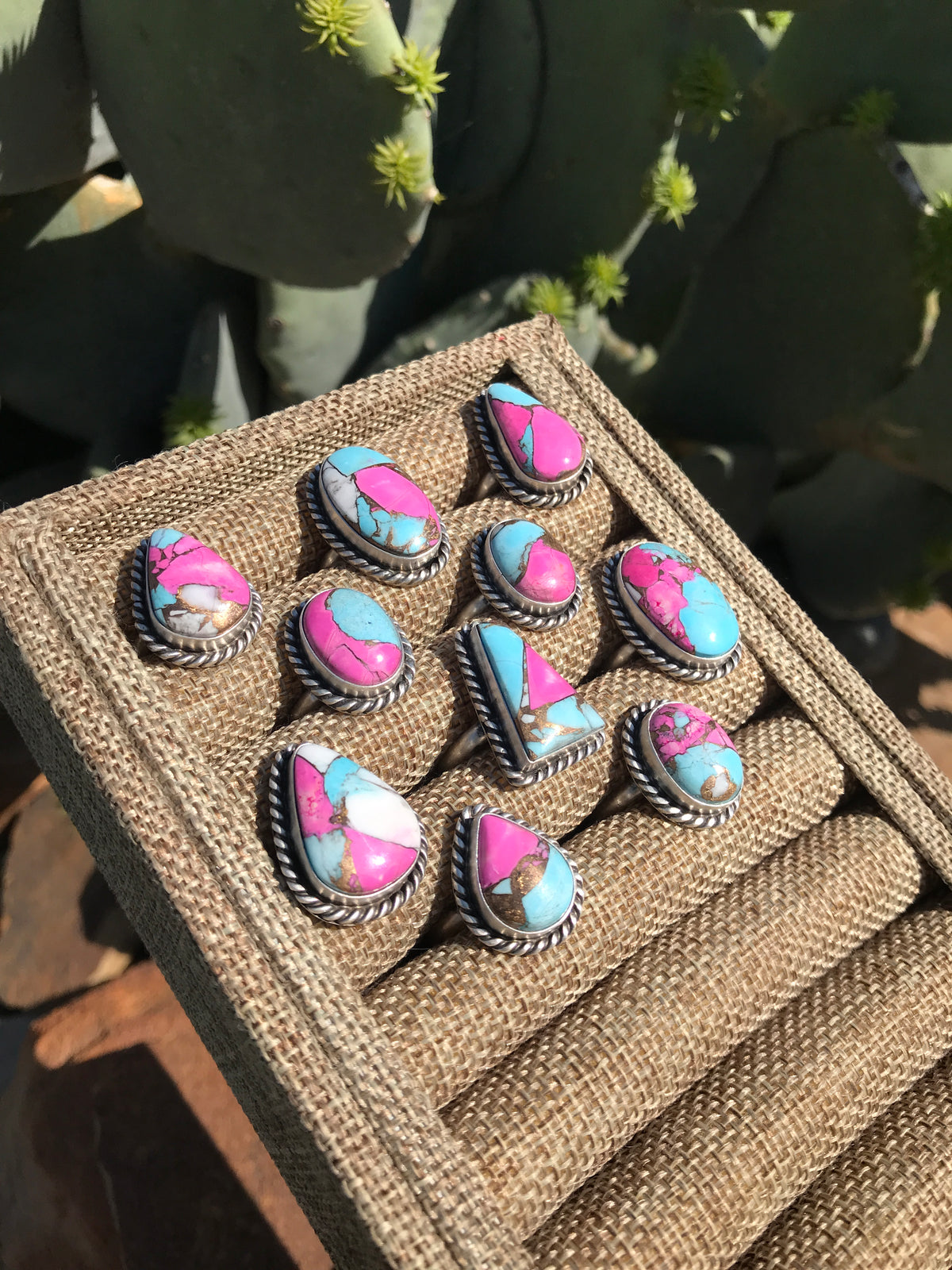The Cotton Candy Adjustable Rings-Rings-Calli Co., Turquoise and Silver Jewelry, Native American Handmade, Zuni Tribe, Navajo Tribe, Brock Texas
