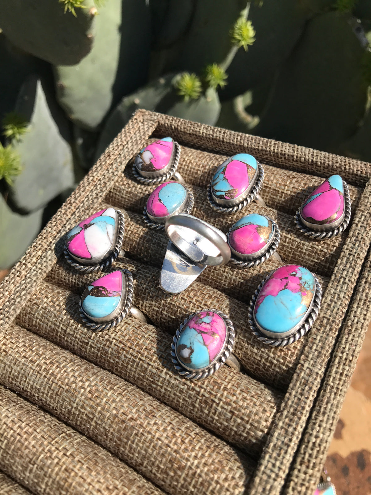 The Cotton Candy Adjustable Rings-Rings-Calli Co., Turquoise and Silver Jewelry, Native American Handmade, Zuni Tribe, Navajo Tribe, Brock Texas