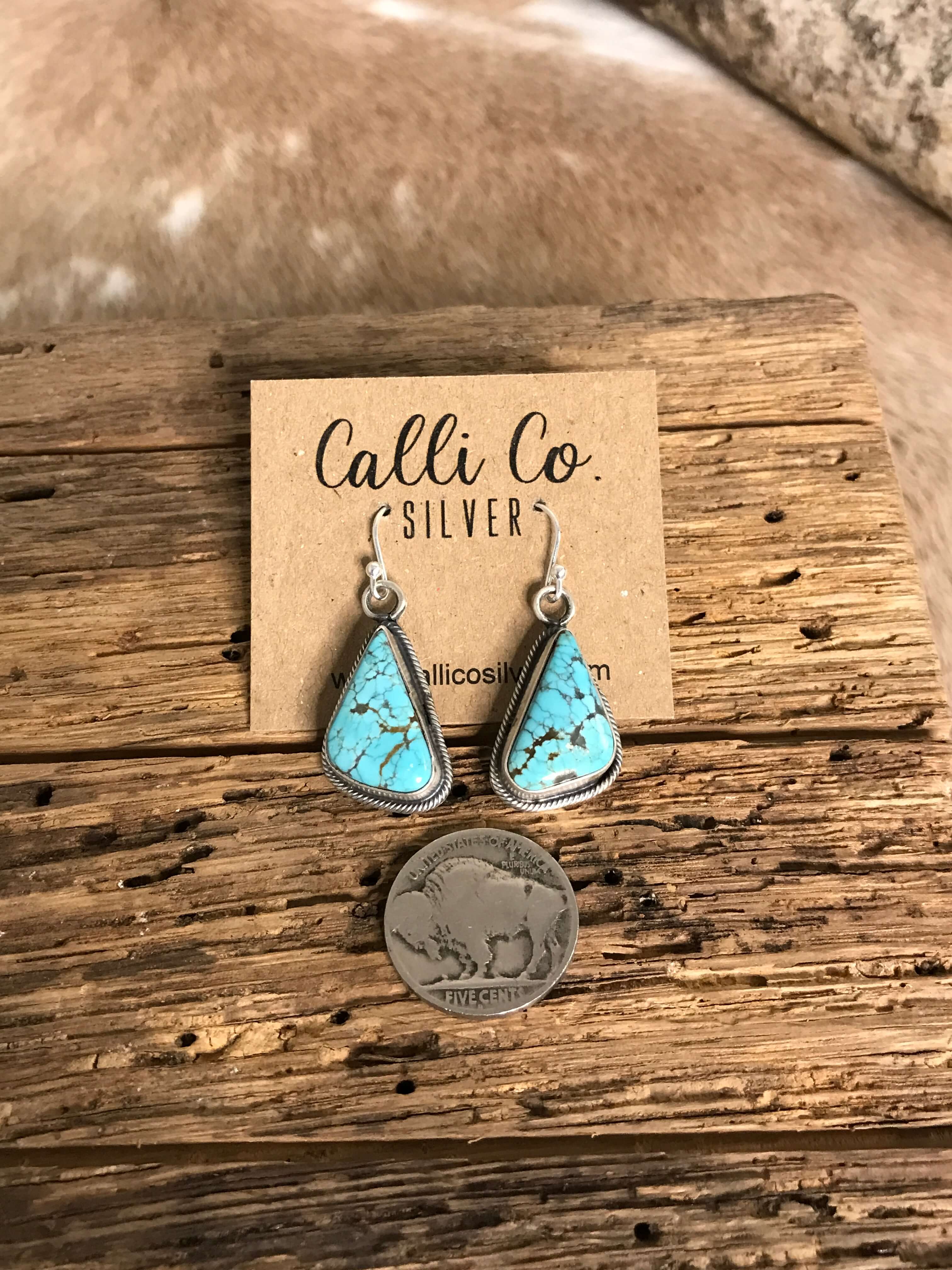 The Turquoise Dangles, 2-Earrings-Calli Co., Turquoise and Silver Jewelry, Native American Handmade, Zuni Tribe, Navajo Tribe, Brock Texas