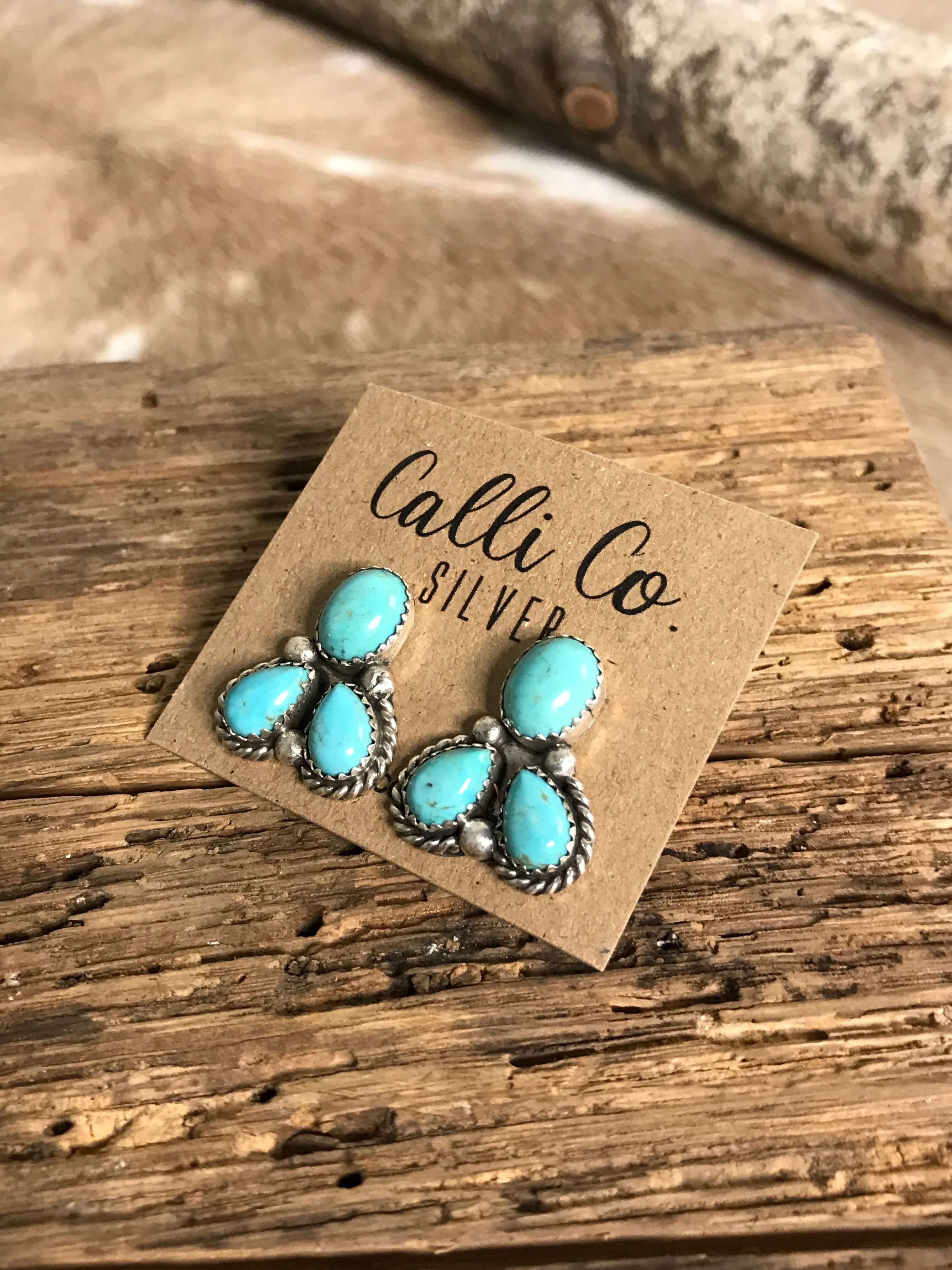 The Molena Cluster Earrings, 2-Earrings-Calli Co., Turquoise and Silver Jewelry, Native American Handmade, Zuni Tribe, Navajo Tribe, Brock Texas