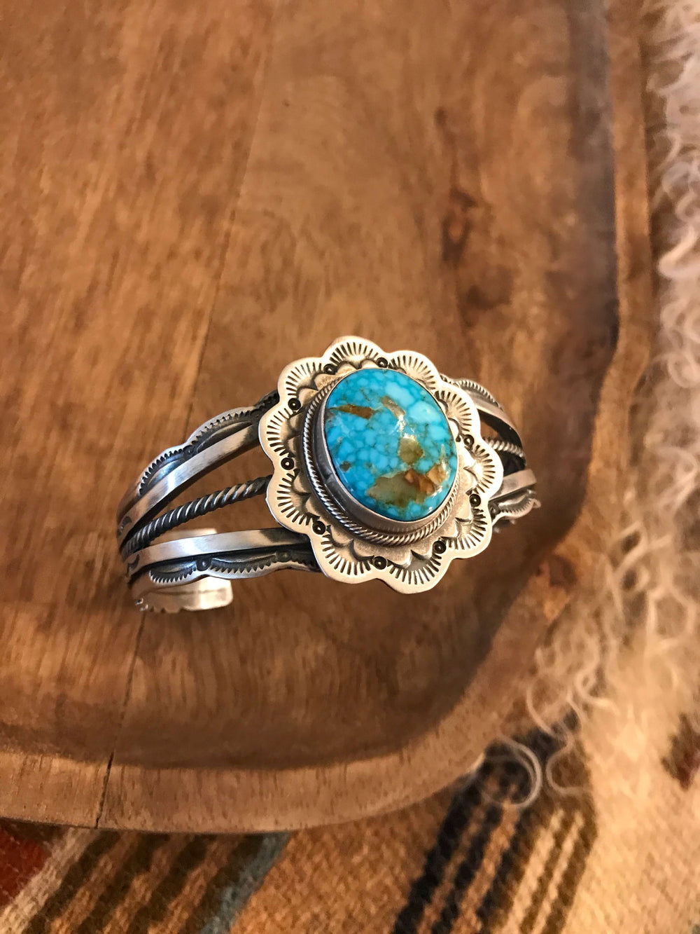 The Lawson Turquoise Cuff, 2-Bracelets & Cuffs-Calli Co., Turquoise and Silver Jewelry, Native American Handmade, Zuni Tribe, Navajo Tribe, Brock Texas
