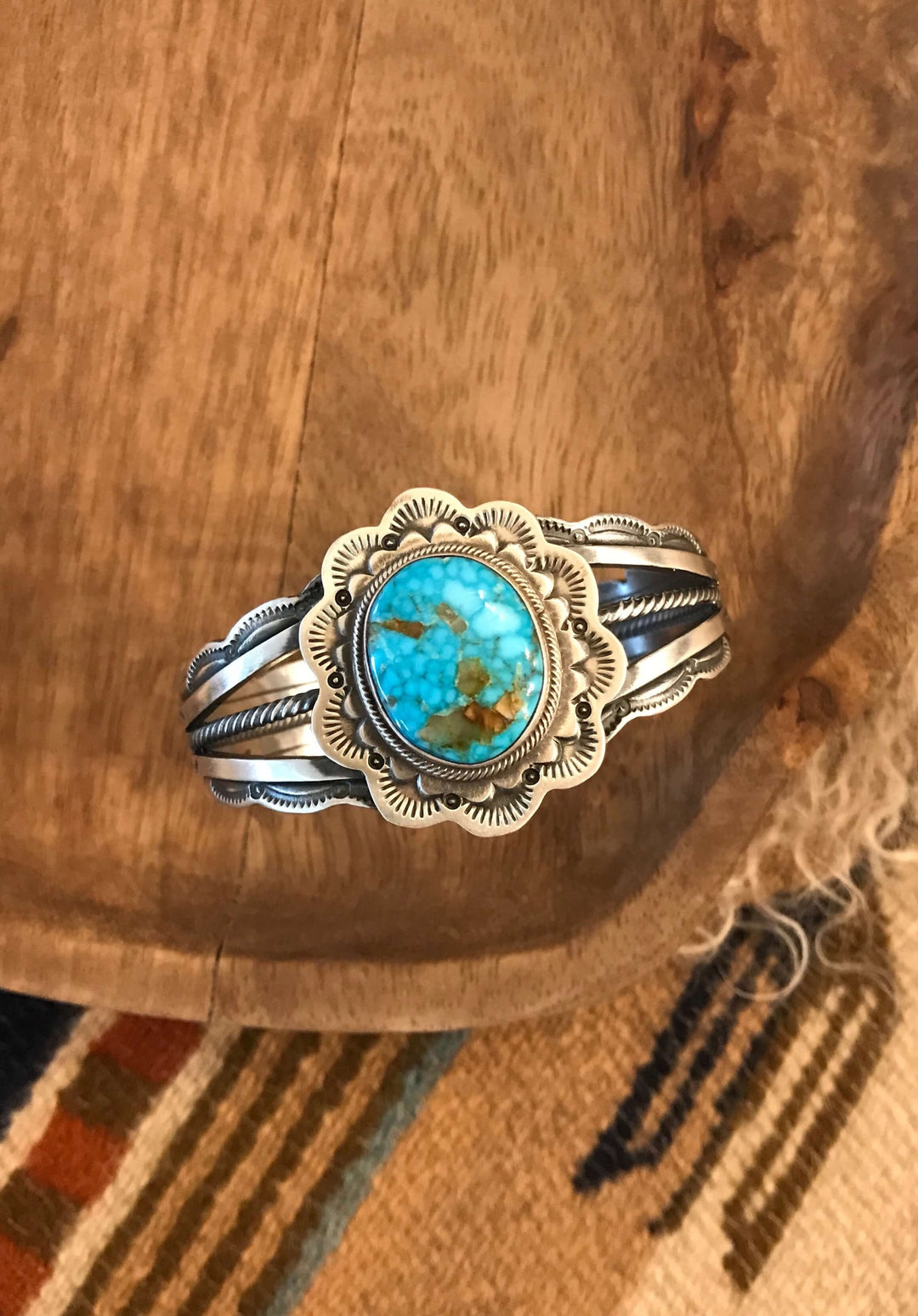 The Lawson Turquoise Cuff, 2-Bracelets & Cuffs-Calli Co., Turquoise and Silver Jewelry, Native American Handmade, Zuni Tribe, Navajo Tribe, Brock Texas