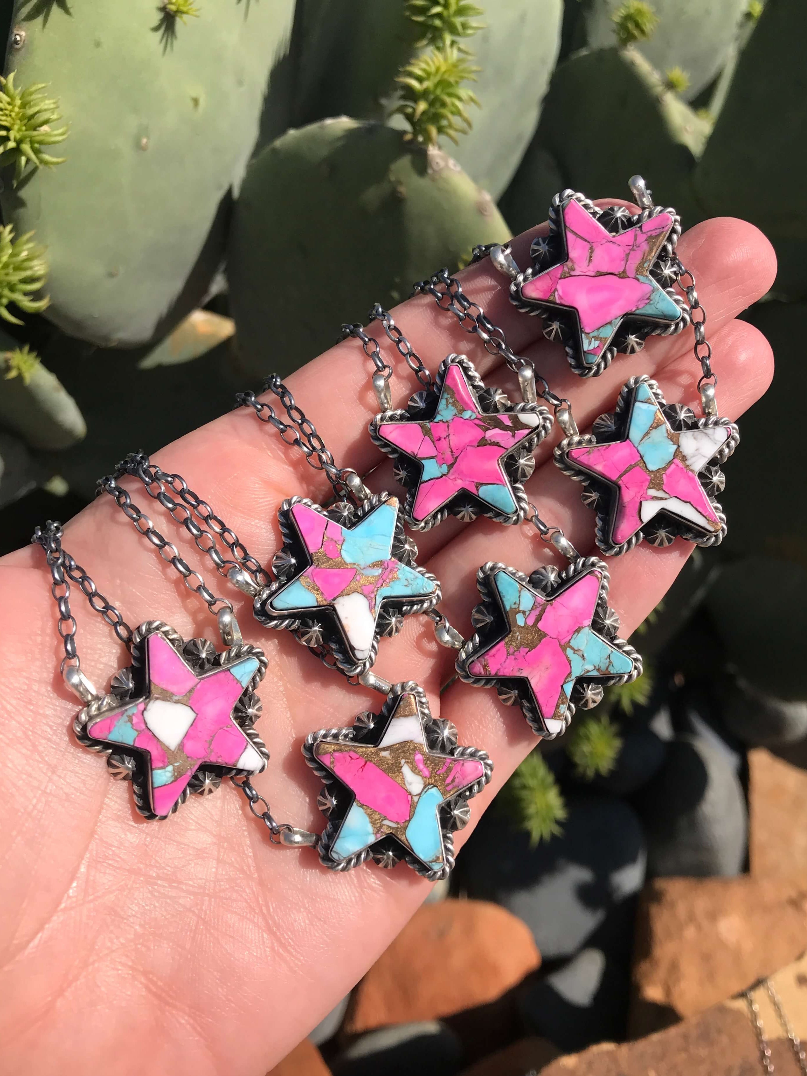 The Starstruck Cotton Candy Necklace-Necklaces-Calli Co., Turquoise and Silver Jewelry, Native American Handmade, Zuni Tribe, Navajo Tribe, Brock Texas