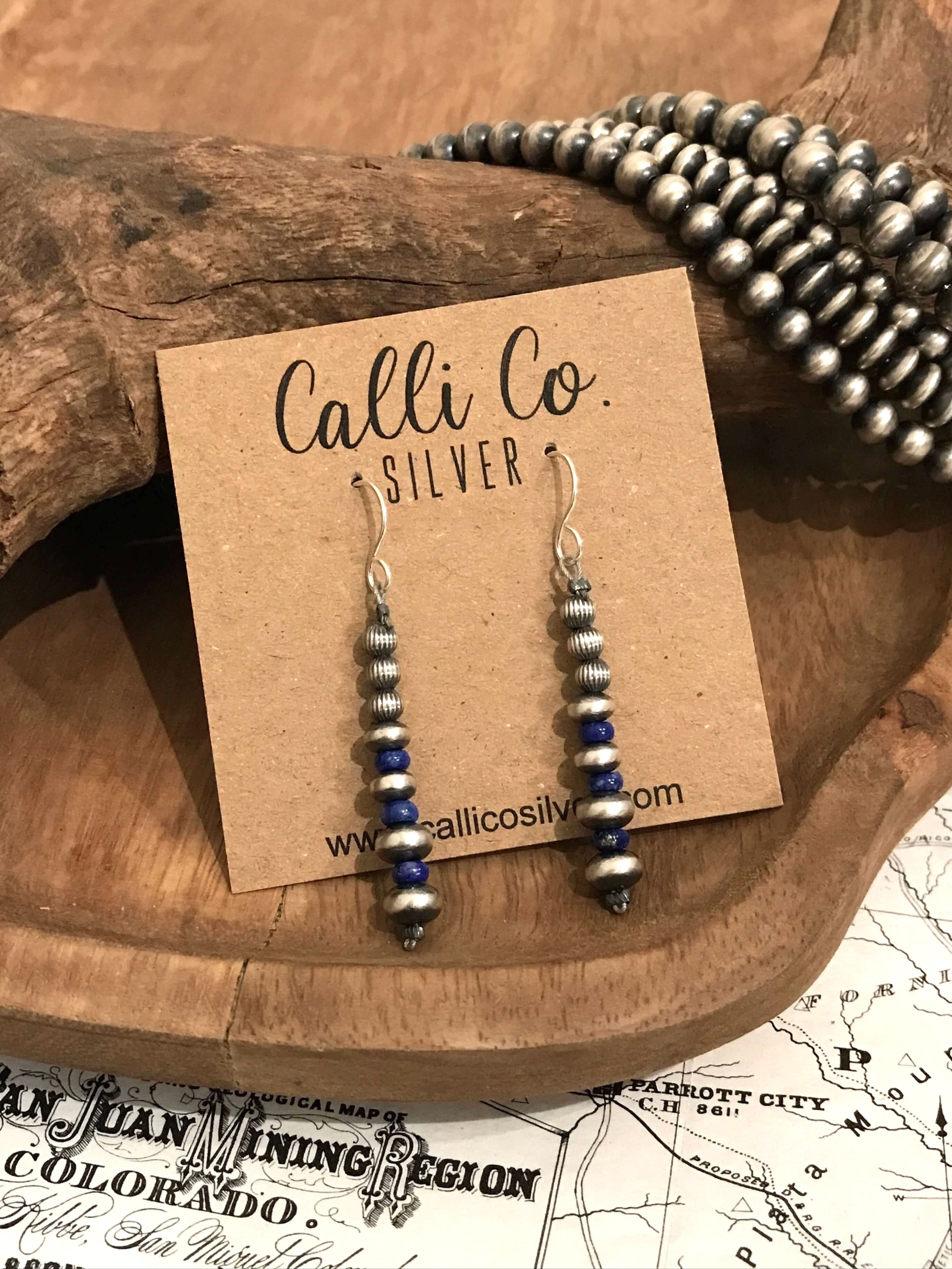 The Williamsburg Earrings-Earrings-Calli Co., Turquoise and Silver Jewelry, Native American Handmade, Zuni Tribe, Navajo Tribe, Brock Texas