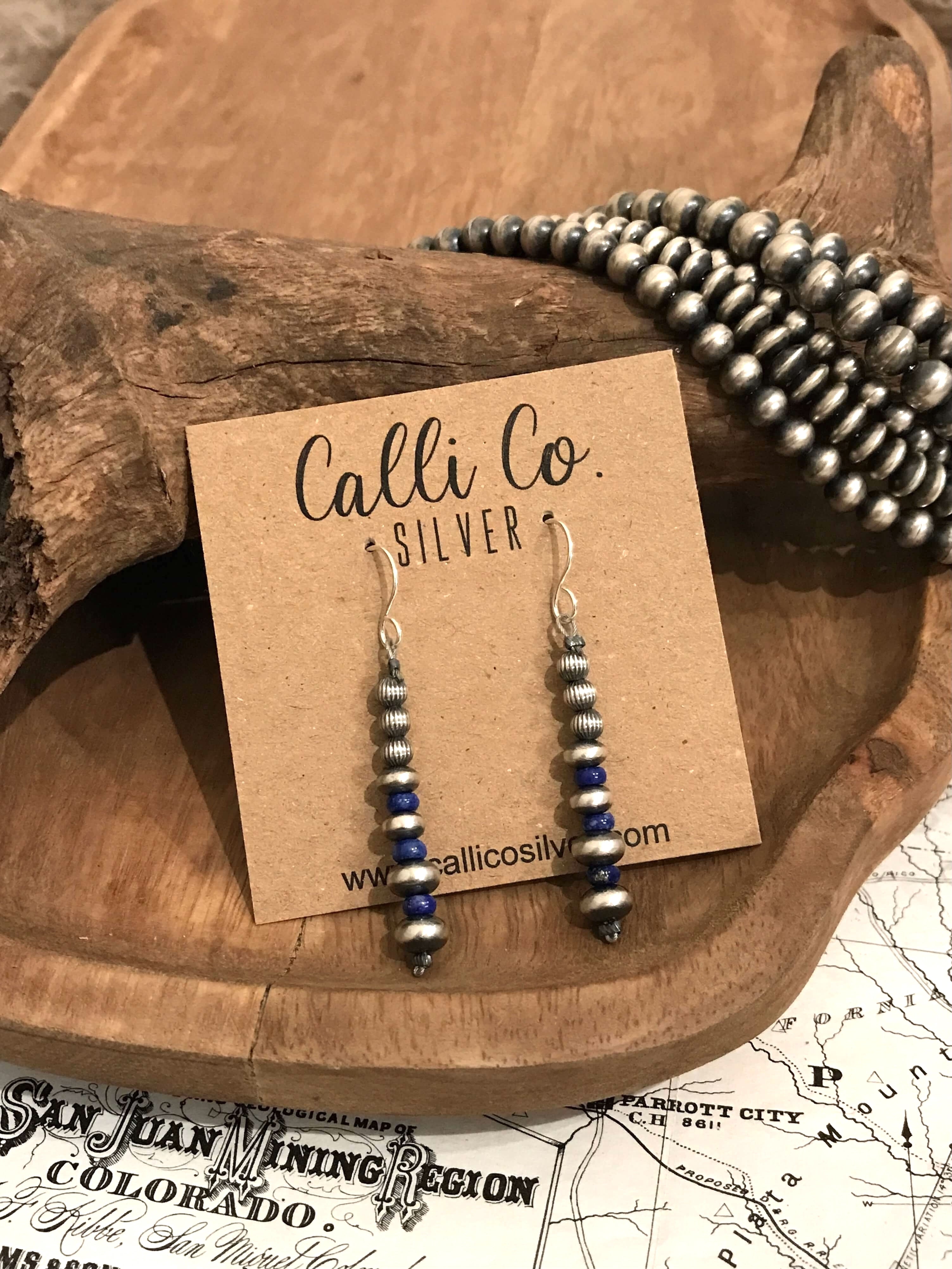 The Williamsburg Earrings-Earrings-Calli Co., Turquoise and Silver Jewelry, Native American Handmade, Zuni Tribe, Navajo Tribe, Brock Texas