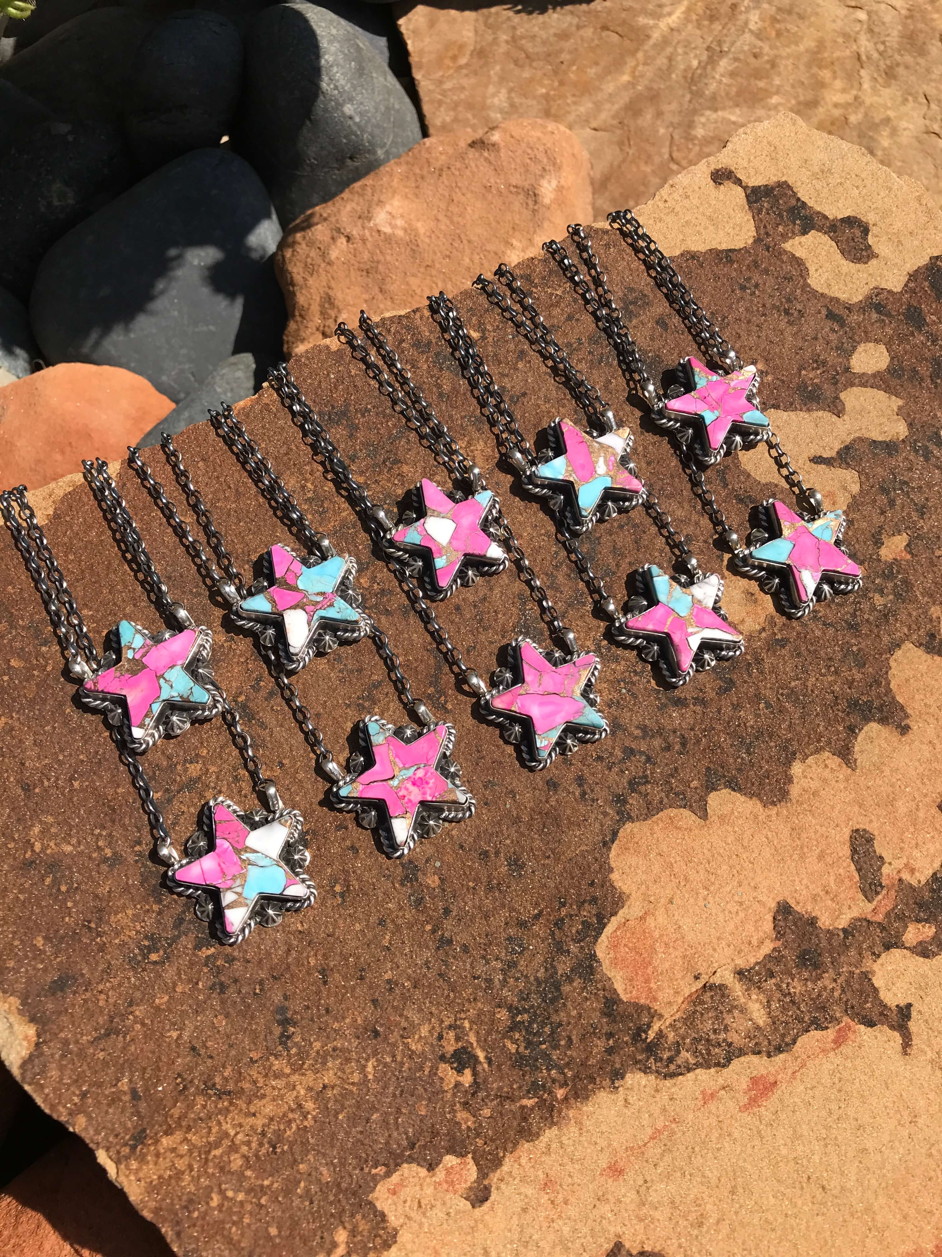 The Starstruck Cotton Candy Necklace-Necklaces-Calli Co., Turquoise and Silver Jewelry, Native American Handmade, Zuni Tribe, Navajo Tribe, Brock Texas