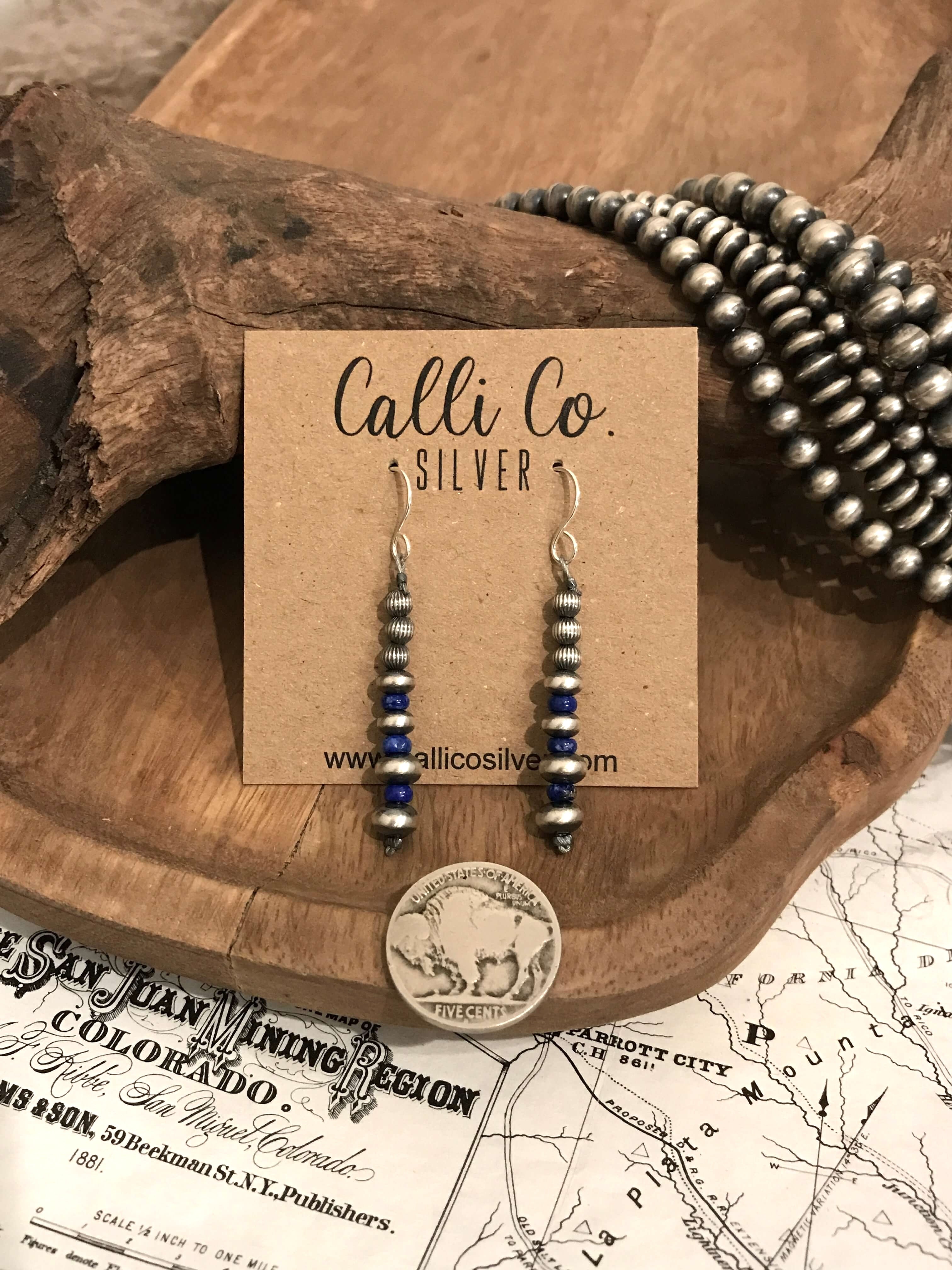 The Williamsburg Earrings-Earrings-Calli Co., Turquoise and Silver Jewelry, Native American Handmade, Zuni Tribe, Navajo Tribe, Brock Texas