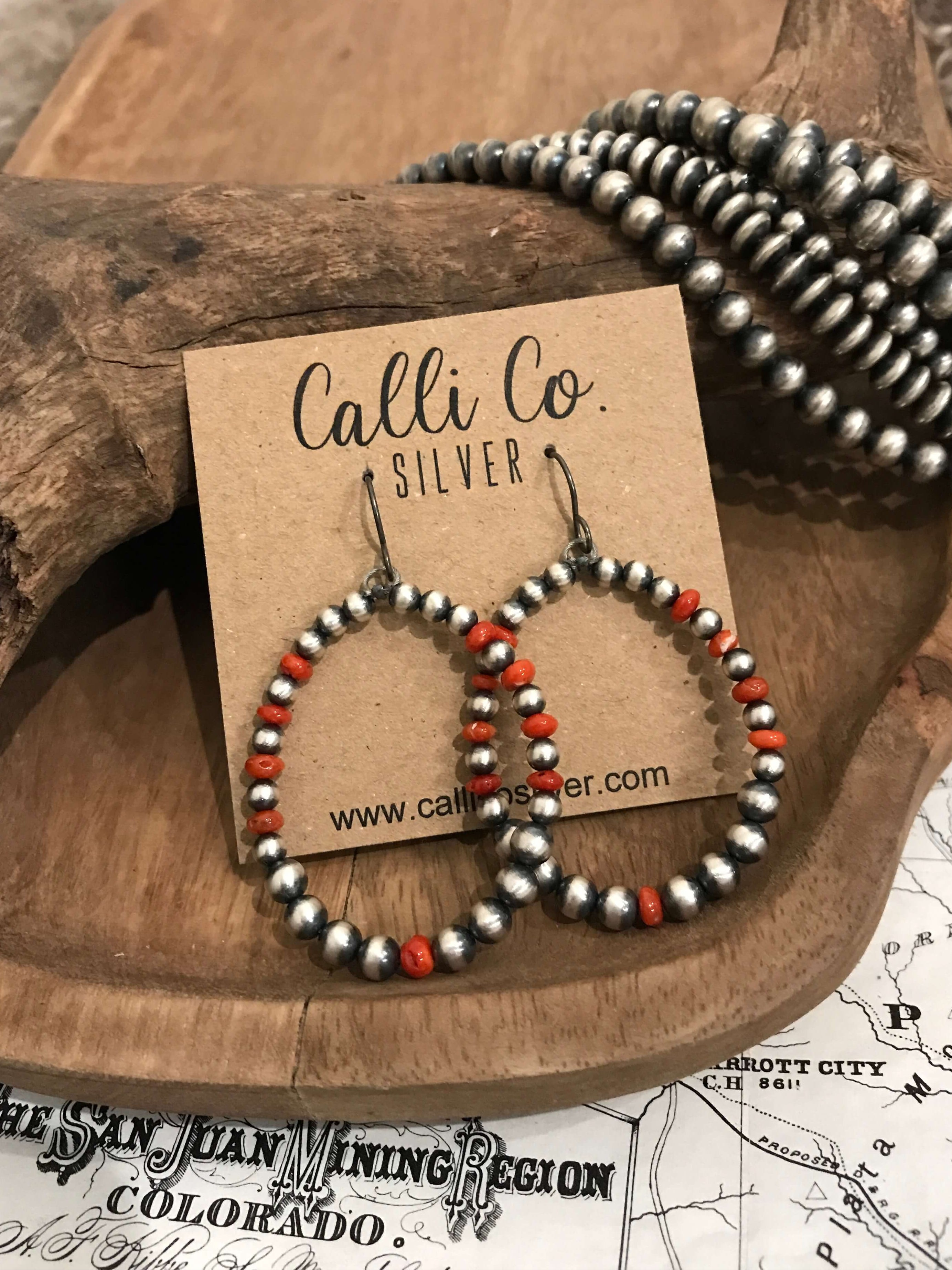 The Pushmataha Earrings-Earrings-Calli Co., Turquoise and Silver Jewelry, Native American Handmade, Zuni Tribe, Navajo Tribe, Brock Texas