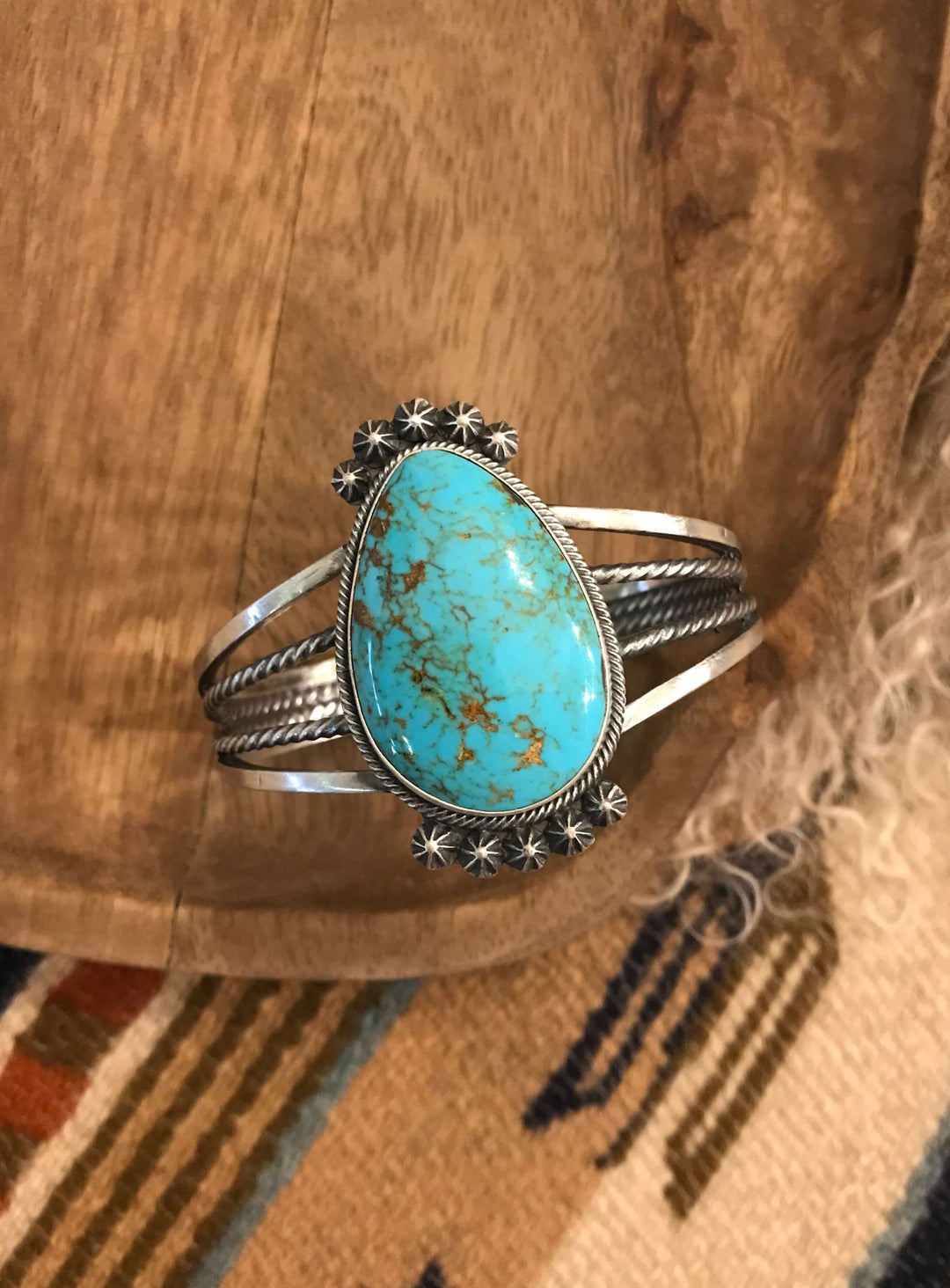The Dotsero Turquoise Cuff, 1-Bracelets & Cuffs-Calli Co., Turquoise and Silver Jewelry, Native American Handmade, Zuni Tribe, Navajo Tribe, Brock Texas