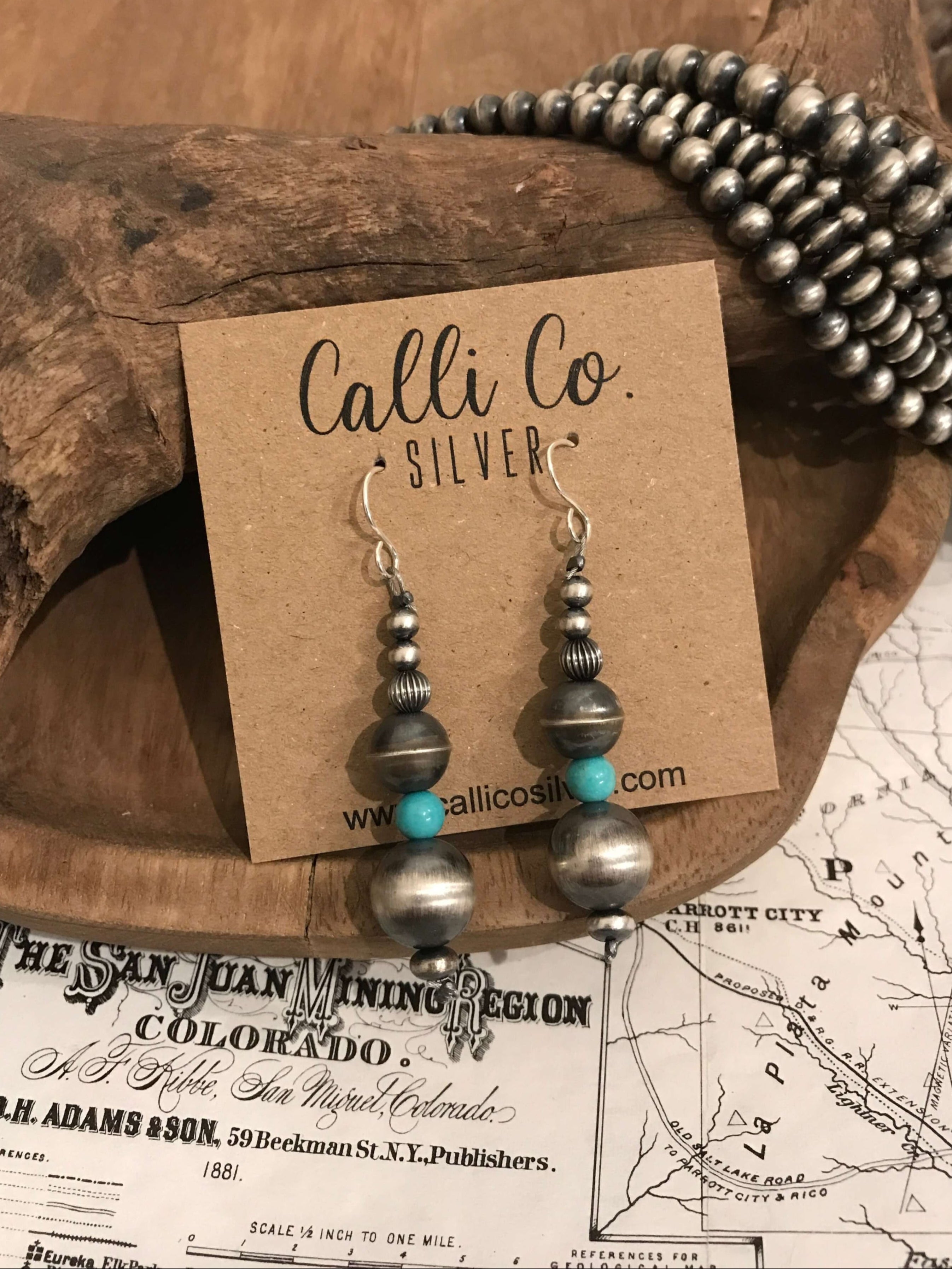The Nome Earrings-Earrings-Calli Co., Turquoise and Silver Jewelry, Native American Handmade, Zuni Tribe, Navajo Tribe, Brock Texas