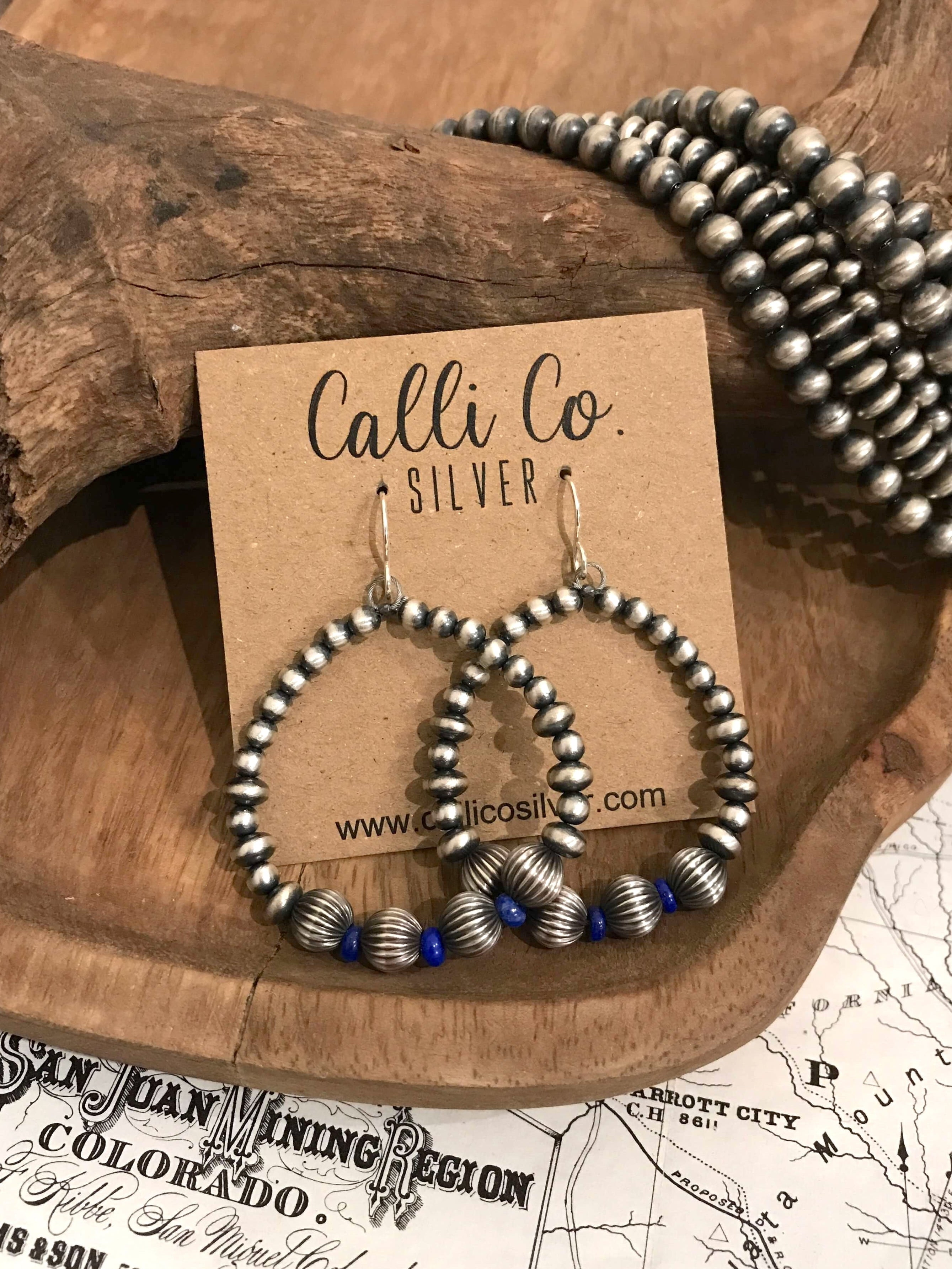 The Indian River Earrings-Earrings-Calli Co., Turquoise and Silver Jewelry, Native American Handmade, Zuni Tribe, Navajo Tribe, Brock Texas