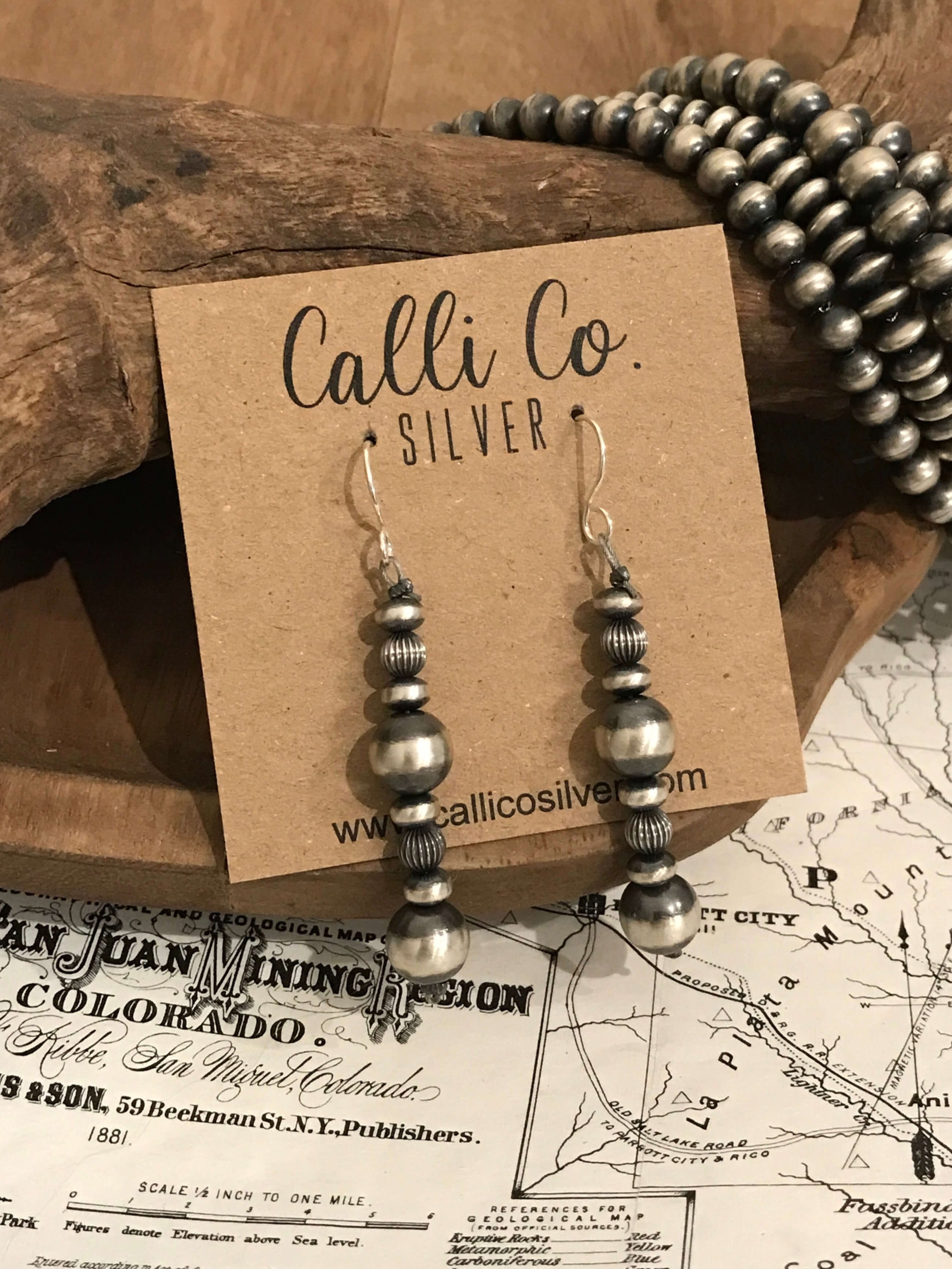 The Kempner Earrings-Earrings-Calli Co., Turquoise and Silver Jewelry, Native American Handmade, Zuni Tribe, Navajo Tribe, Brock Texas