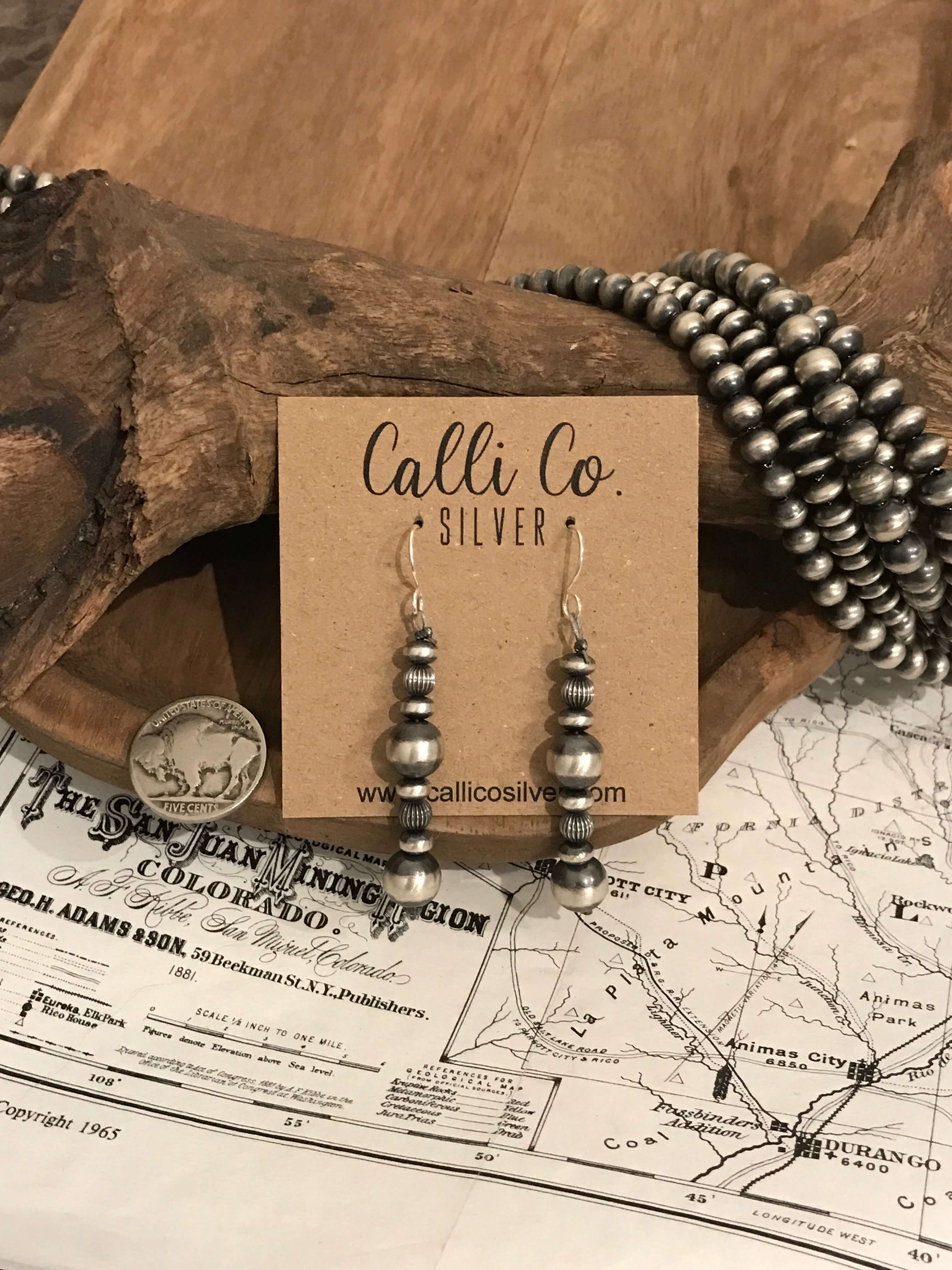 The Kempner Earrings-Earrings-Calli Co., Turquoise and Silver Jewelry, Native American Handmade, Zuni Tribe, Navajo Tribe, Brock Texas