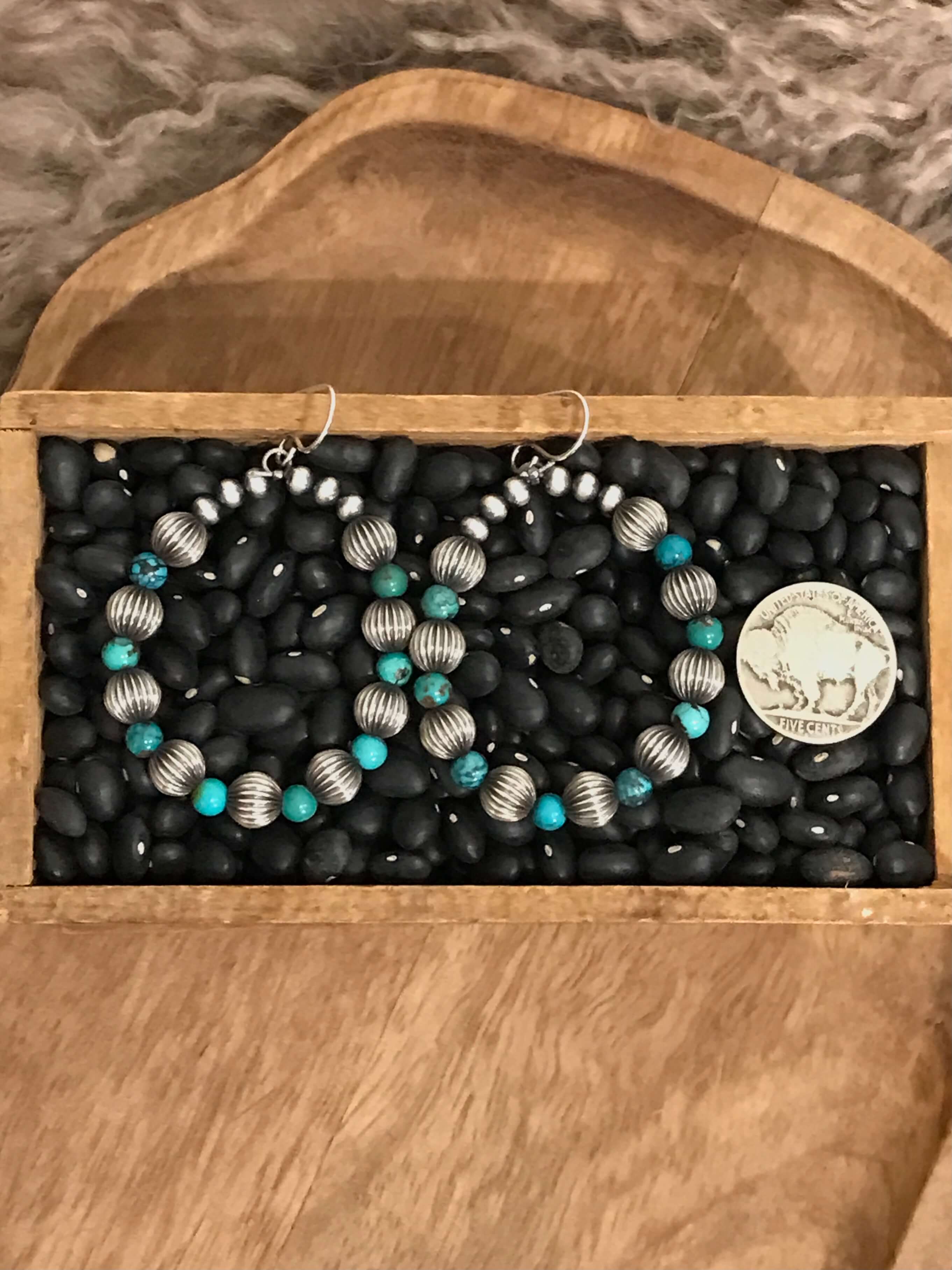 The Dolly Earrings-Earrings-Calli Co., Turquoise and Silver Jewelry, Native American Handmade, Zuni Tribe, Navajo Tribe, Brock Texas