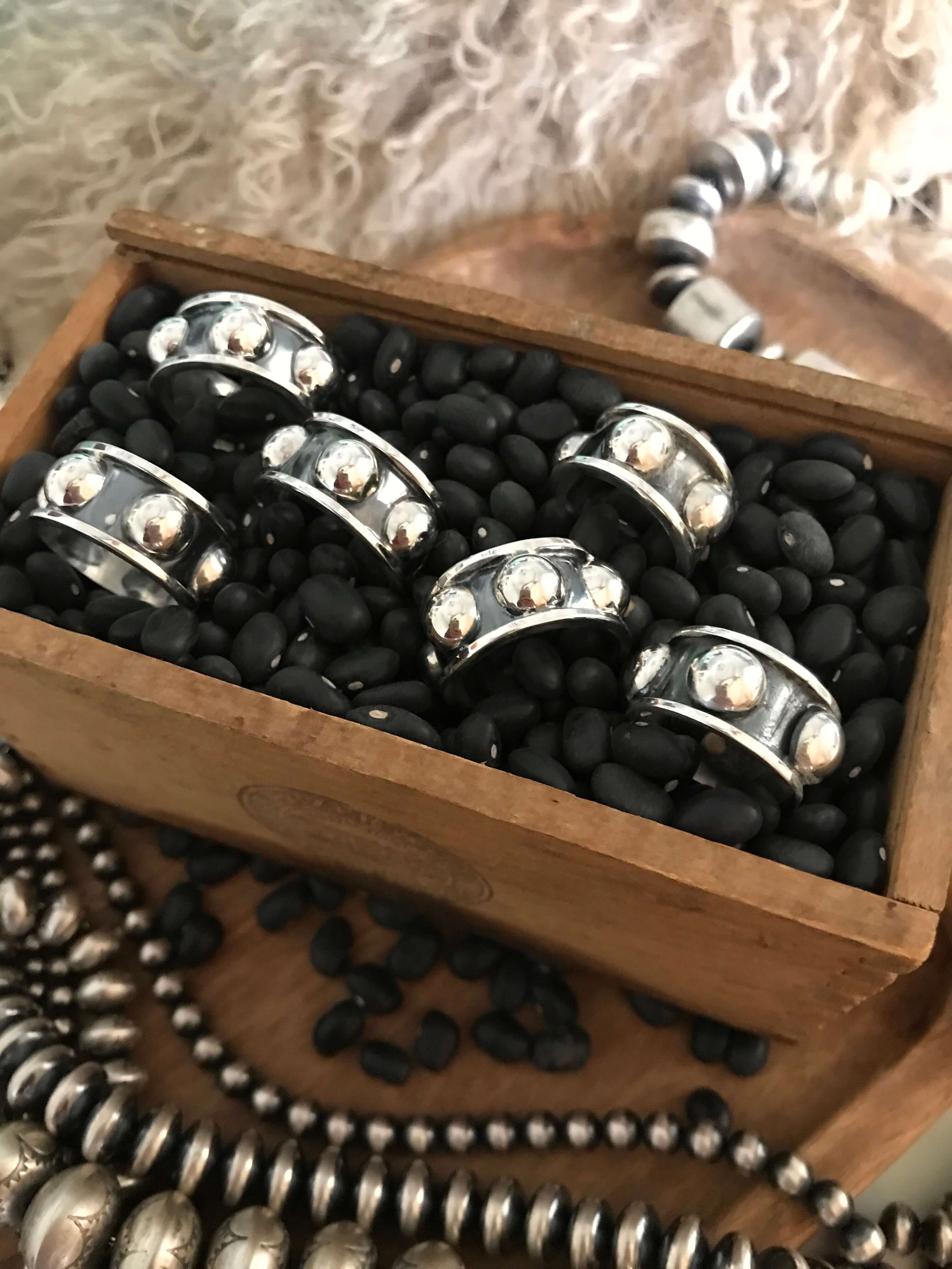 The Horizon Wide Band Ring-Rings-Calli Co., Turquoise and Silver Jewelry, Native American Handmade, Zuni Tribe, Navajo Tribe, Brock Texas