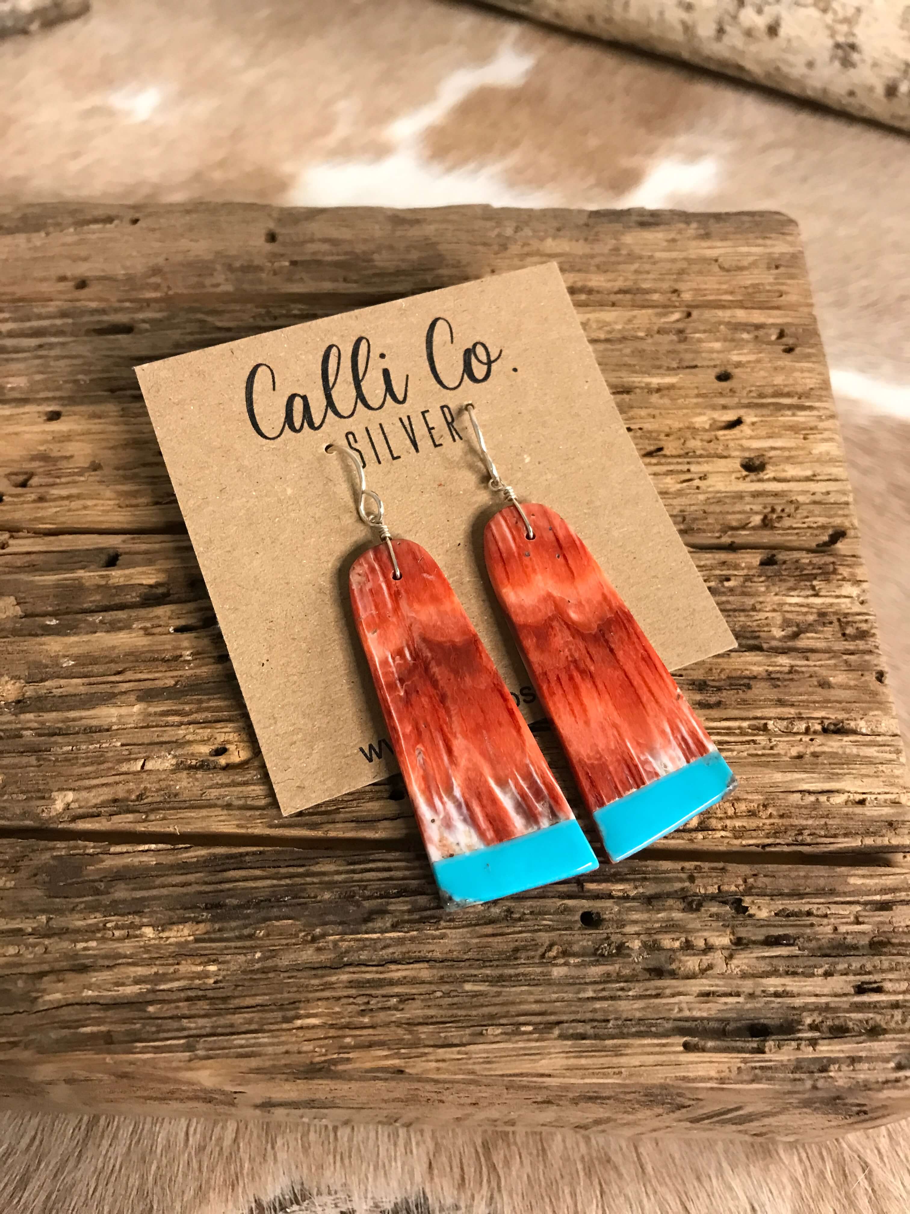 The Villahermosa Spiny Earring, 1-Earrings-Calli Co., Turquoise and Silver Jewelry, Native American Handmade, Zuni Tribe, Navajo Tribe, Brock Texas