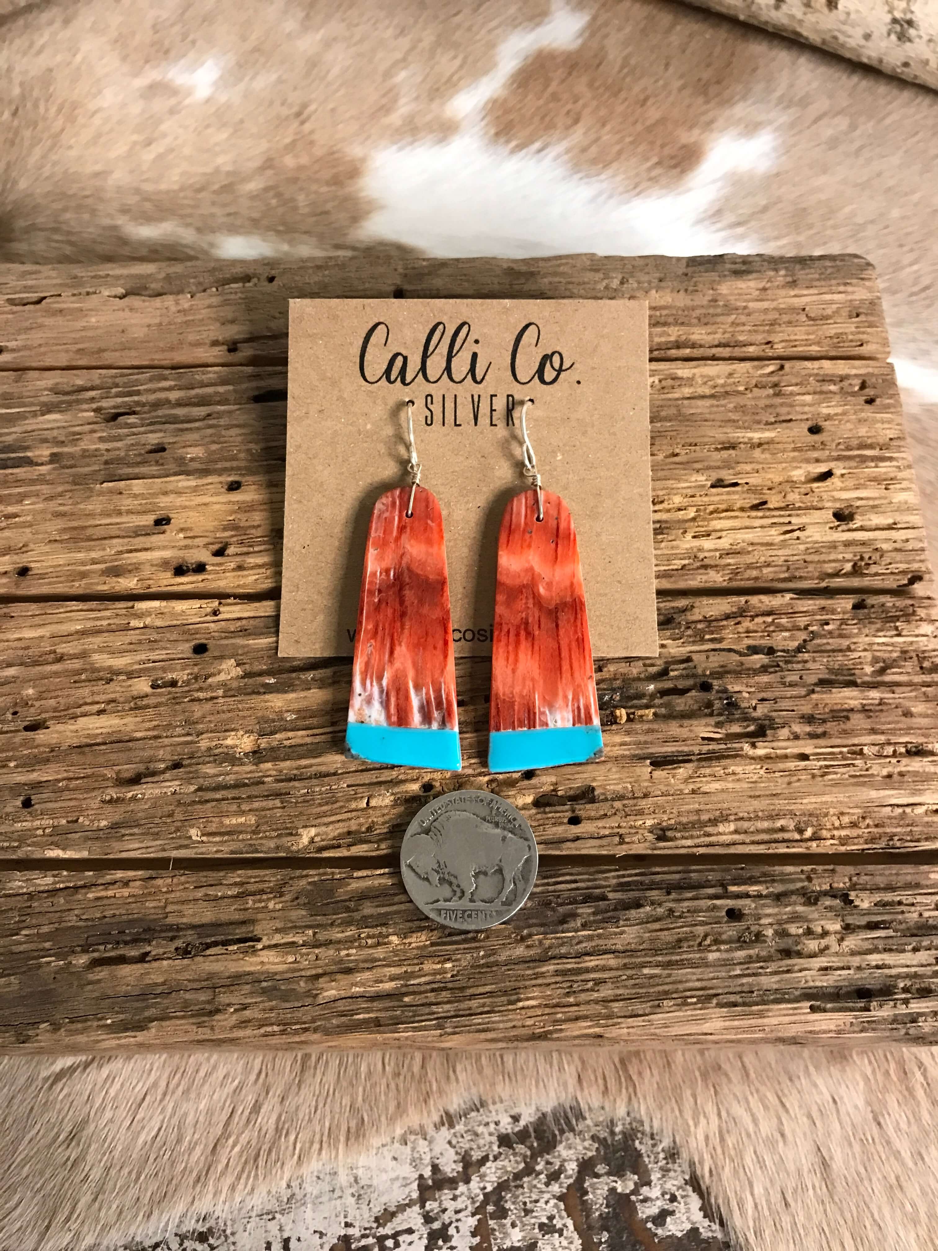The Villahermosa Spiny Earring, 1-Earrings-Calli Co., Turquoise and Silver Jewelry, Native American Handmade, Zuni Tribe, Navajo Tribe, Brock Texas