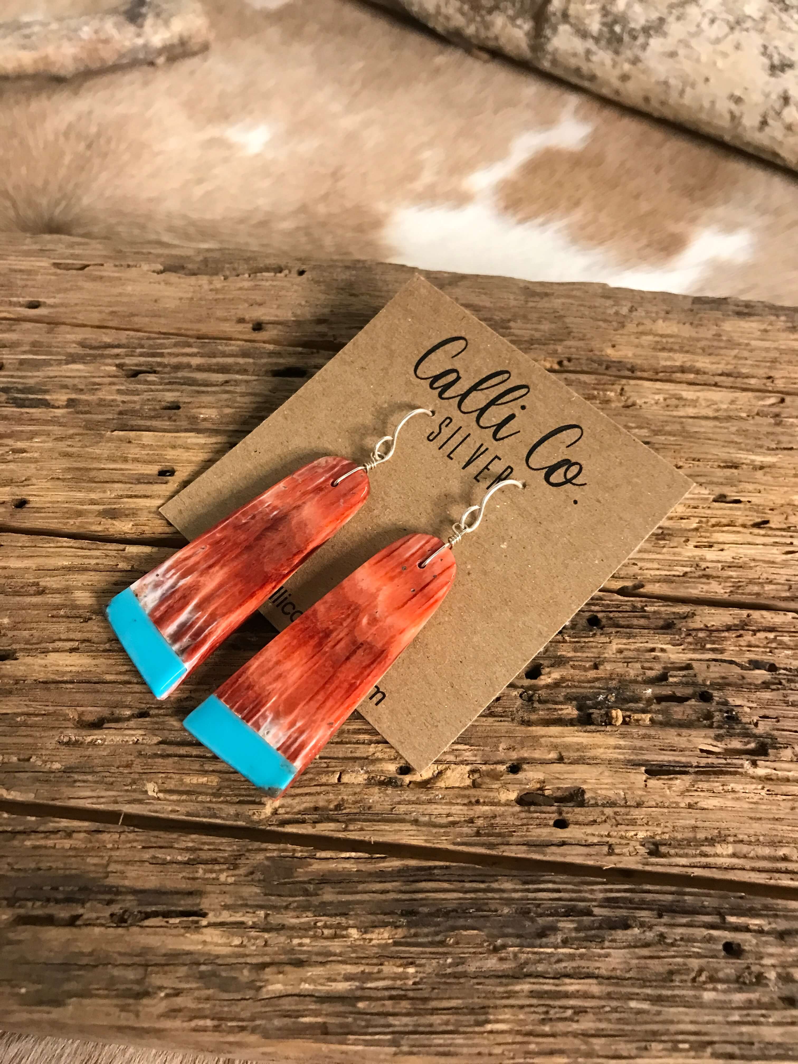 The Villahermosa Spiny Earring, 1-Earrings-Calli Co., Turquoise and Silver Jewelry, Native American Handmade, Zuni Tribe, Navajo Tribe, Brock Texas